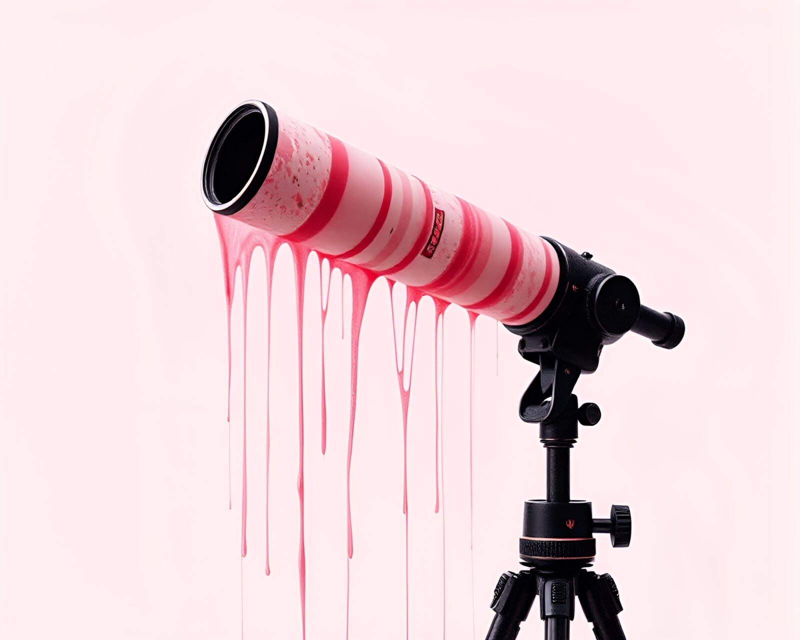 3D scan of blush pink sky with ink drips