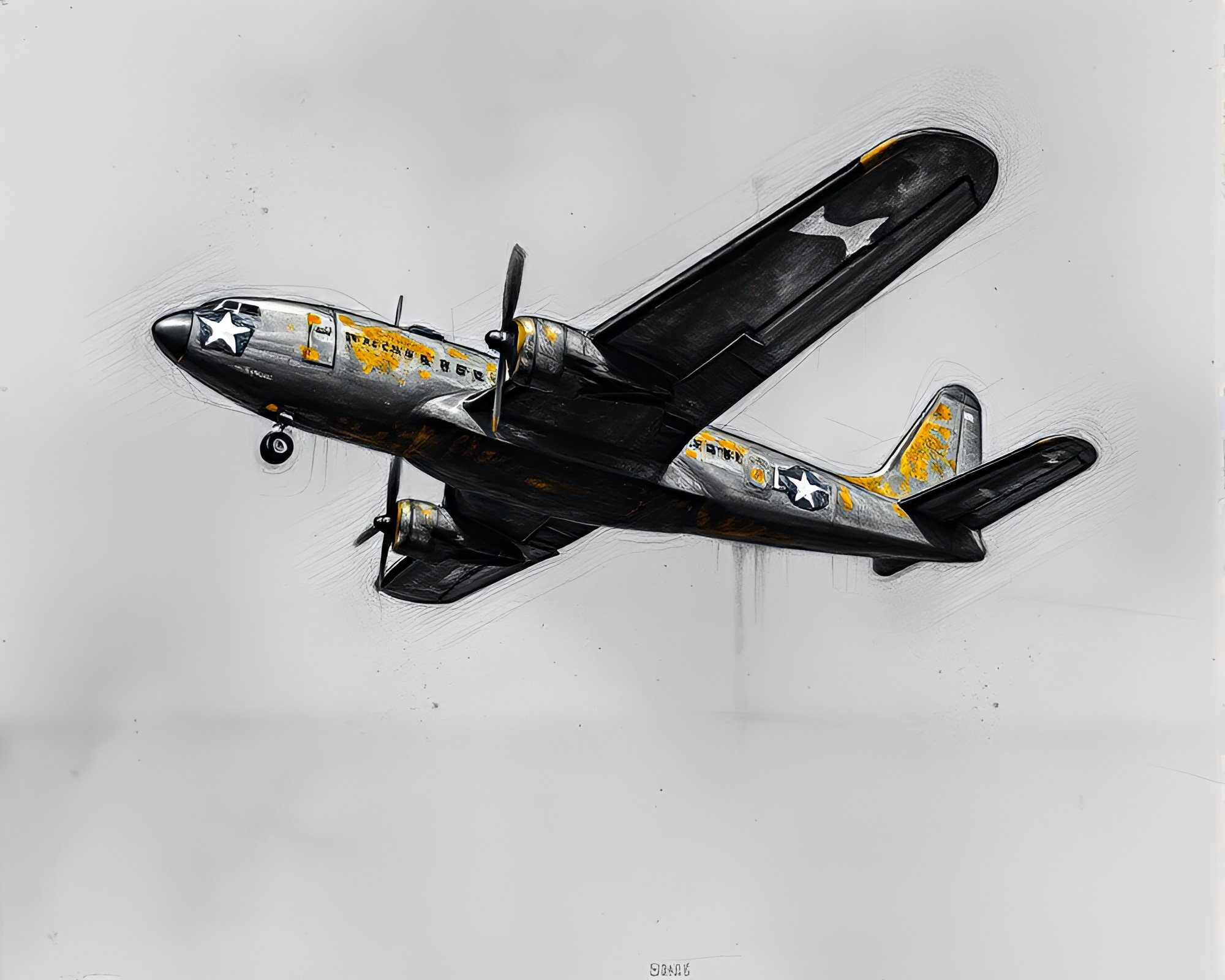 Lichen-Encrusted Airplane in Opera House Illumination – free AI stock image