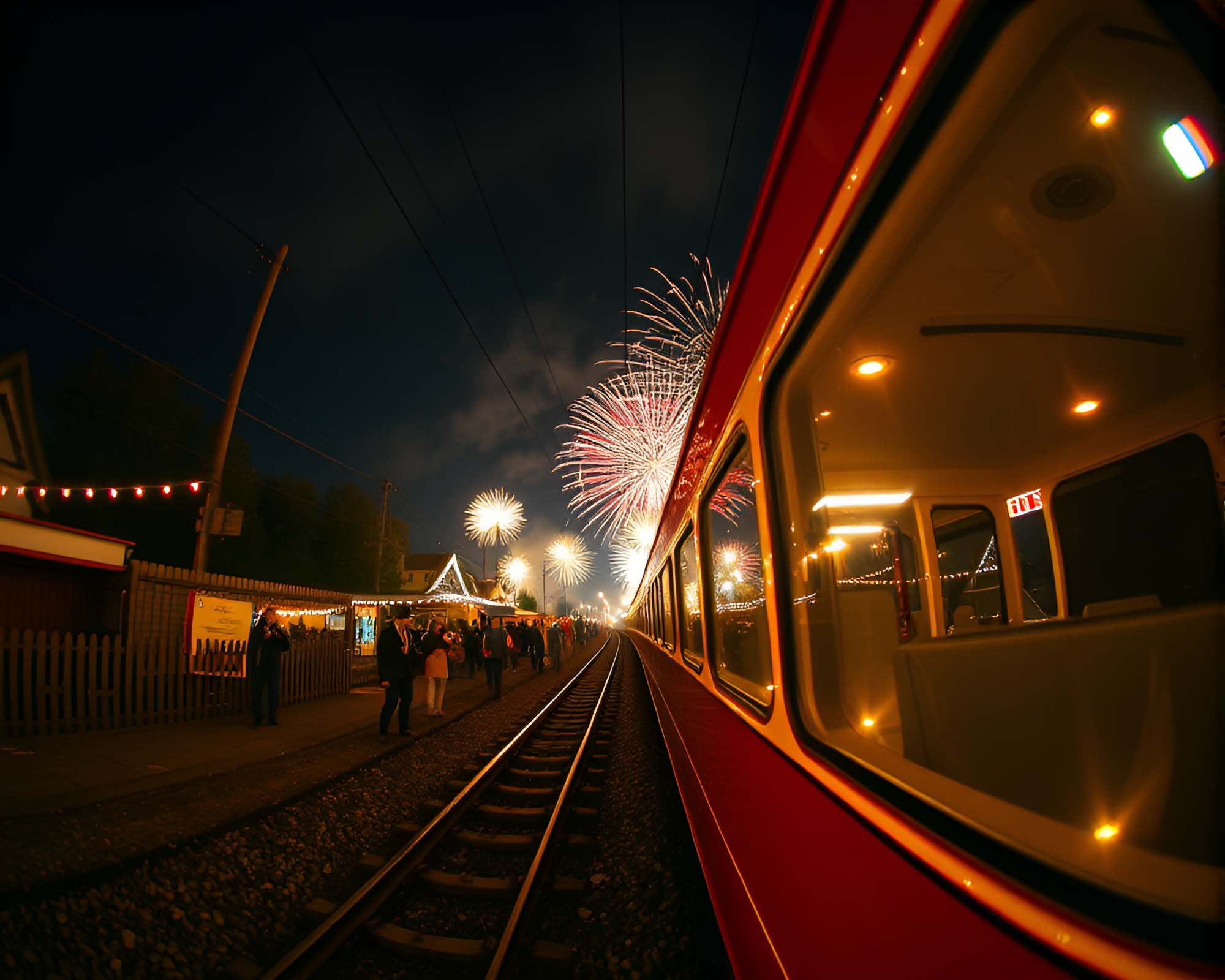 Festival Train Serenity in Stereograph – free AI stock image