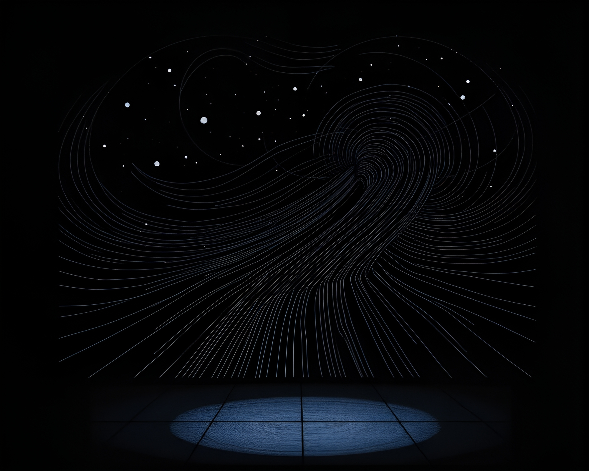 Parallel Universe Etching Lines in Stage Spotlight Animation – free AI stock image