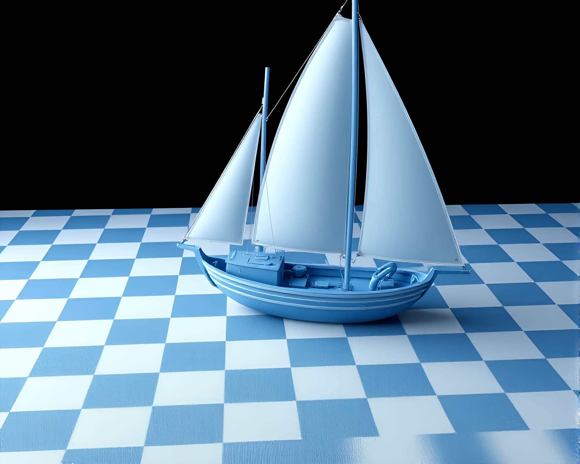 Checkered Arctic Sailing Ship in 3D Scan – free AI stock image