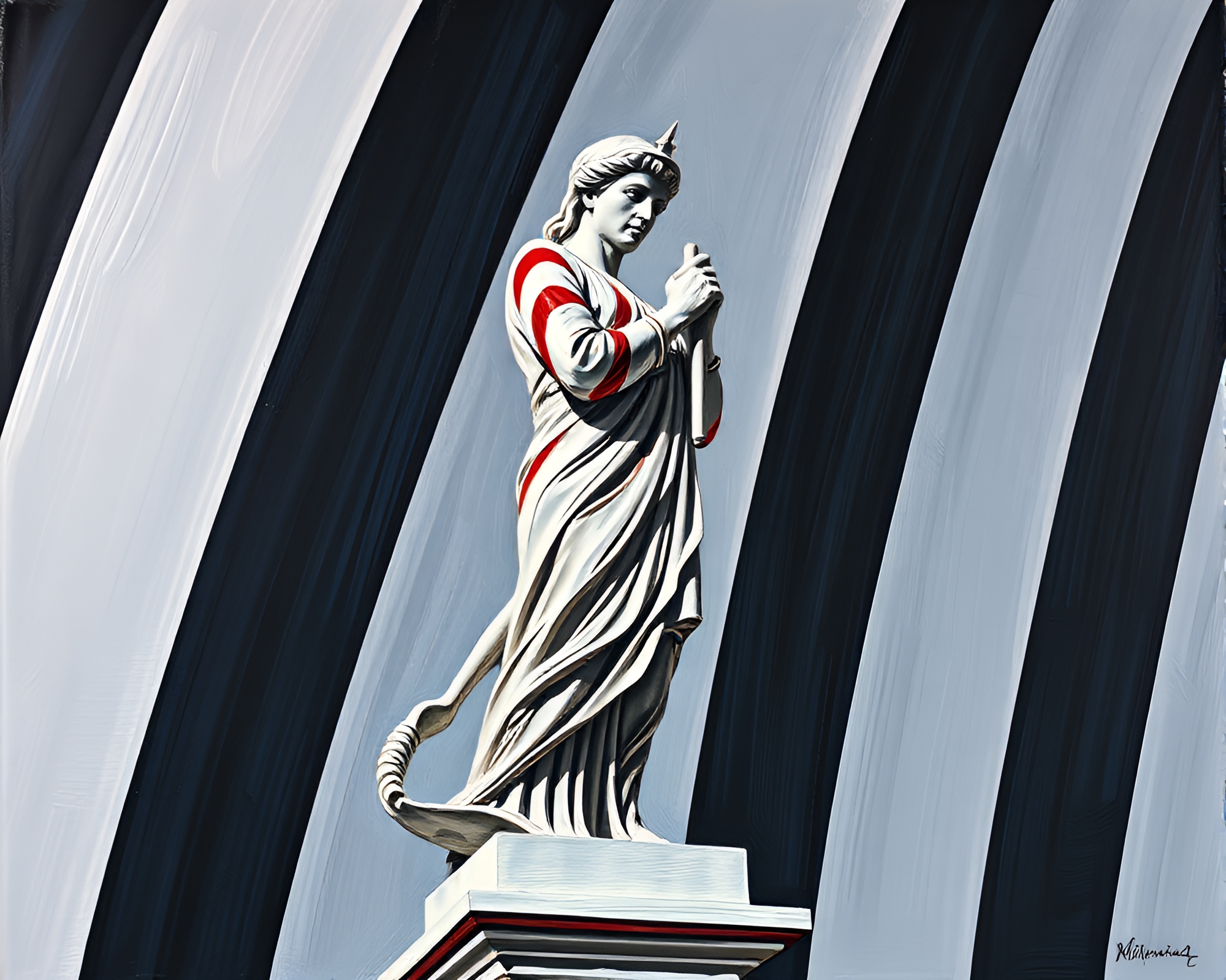Striped Statue Harmony Acrylic Masterpiece – free AI stock image