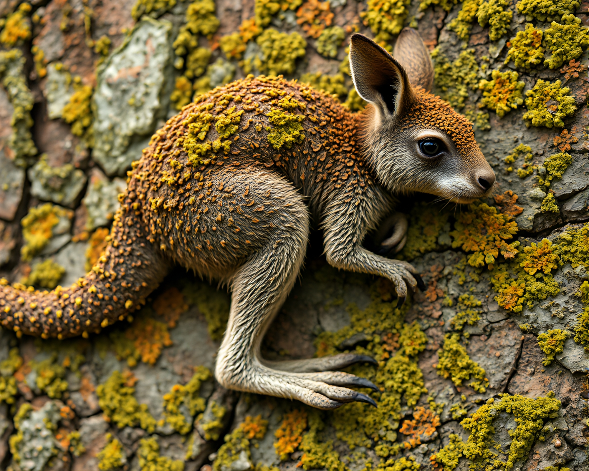 Kangaroo and Lichen 8-bit Scene – free AI stock image