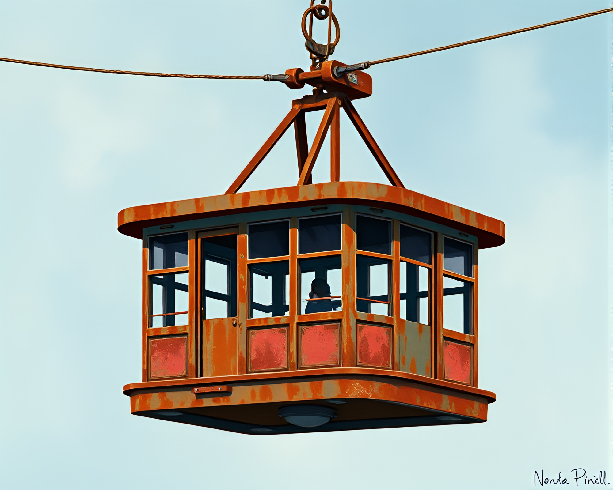 Rust Patina Gondola Lift Fashion Illustration – free AI stock image