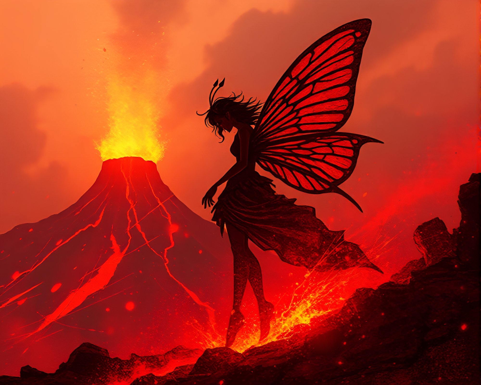 Steampunk Fairy in Volcano Glow – free AI stock image