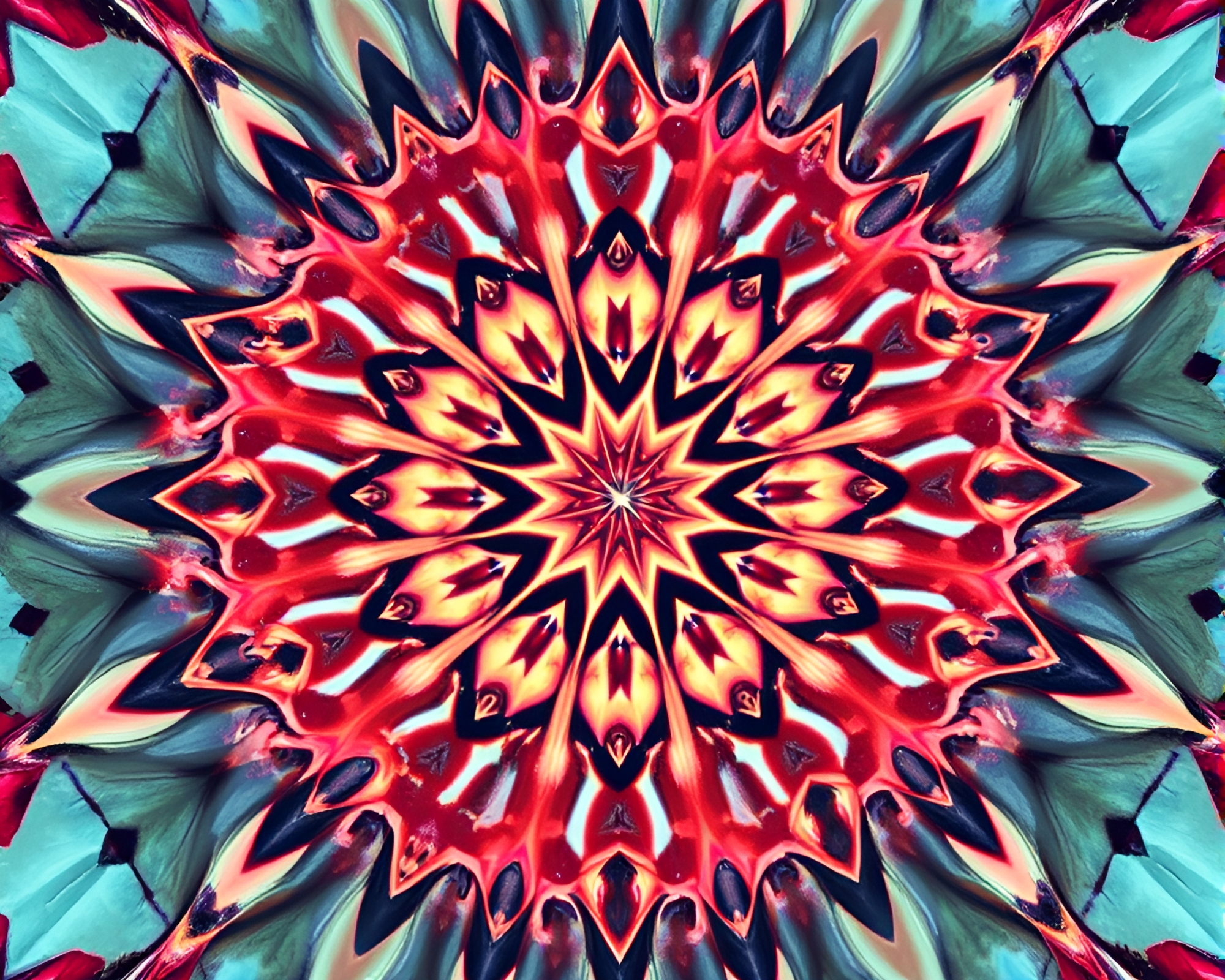 Peachy Glow Kaleidoscope Mural Painting – free AI stock image