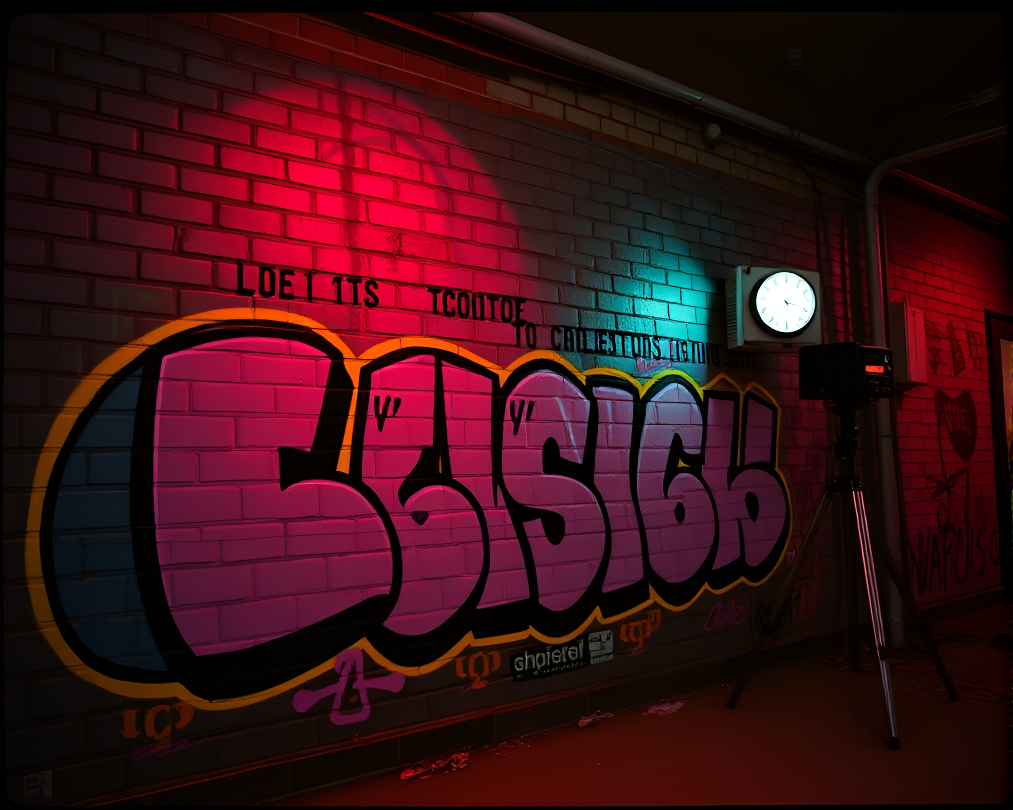 Neon Morse Code Telegraph Mural Graffiti Art – free AI stock image