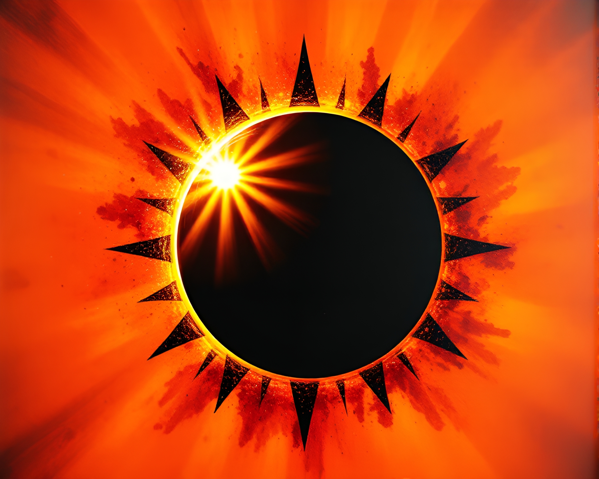 Solar Eclipse Disco: Impasto Art Rule of Thirds – free AI stock image