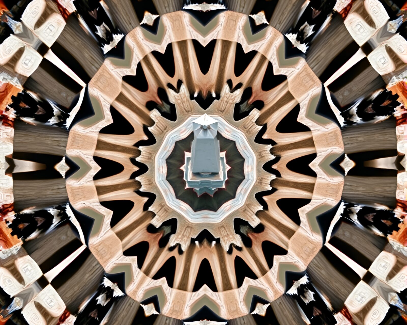 Abstract minimalist design of an obelisk in kaleidoscope colors