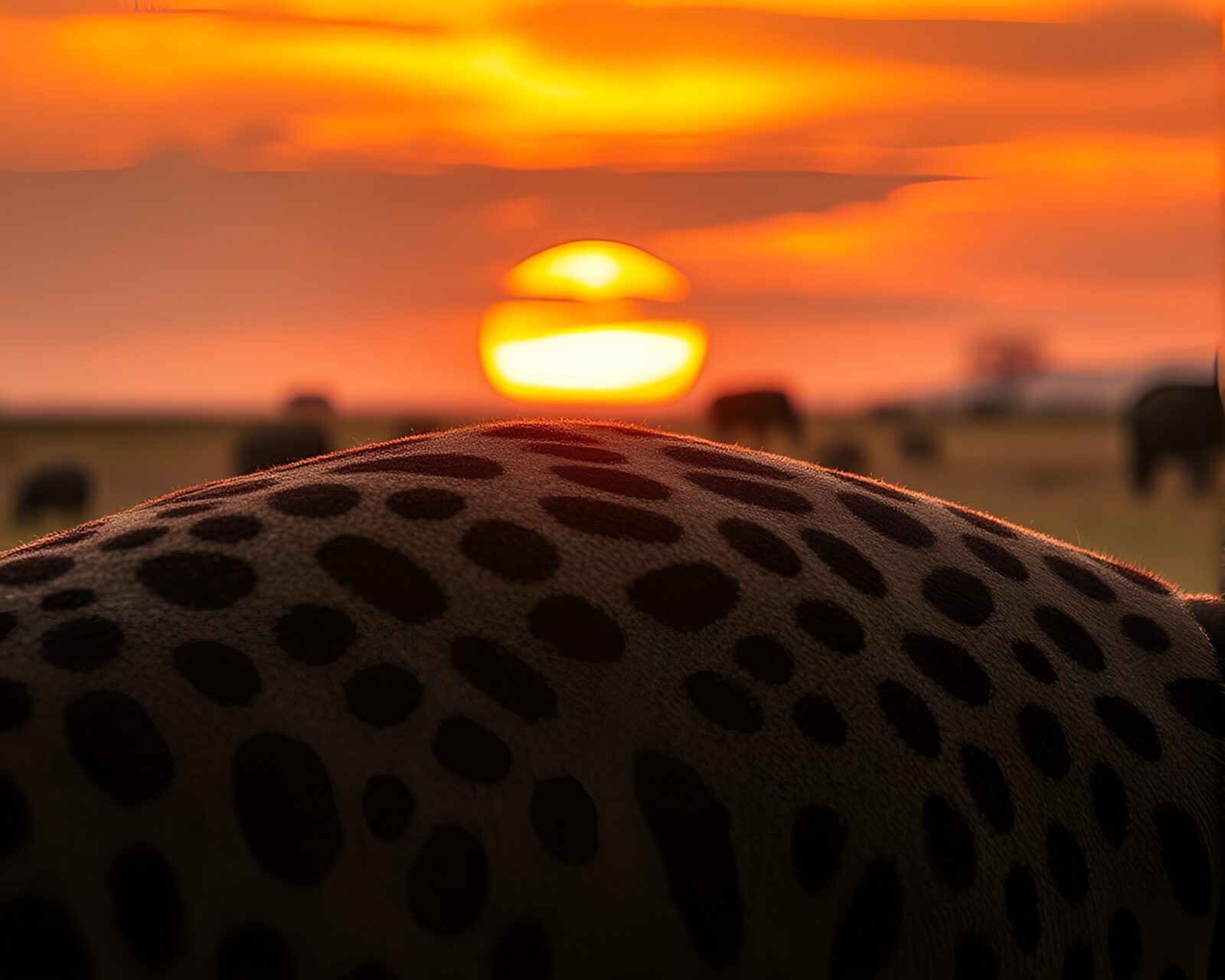 Vibrant savanna sunset captured in extreme close-up detail