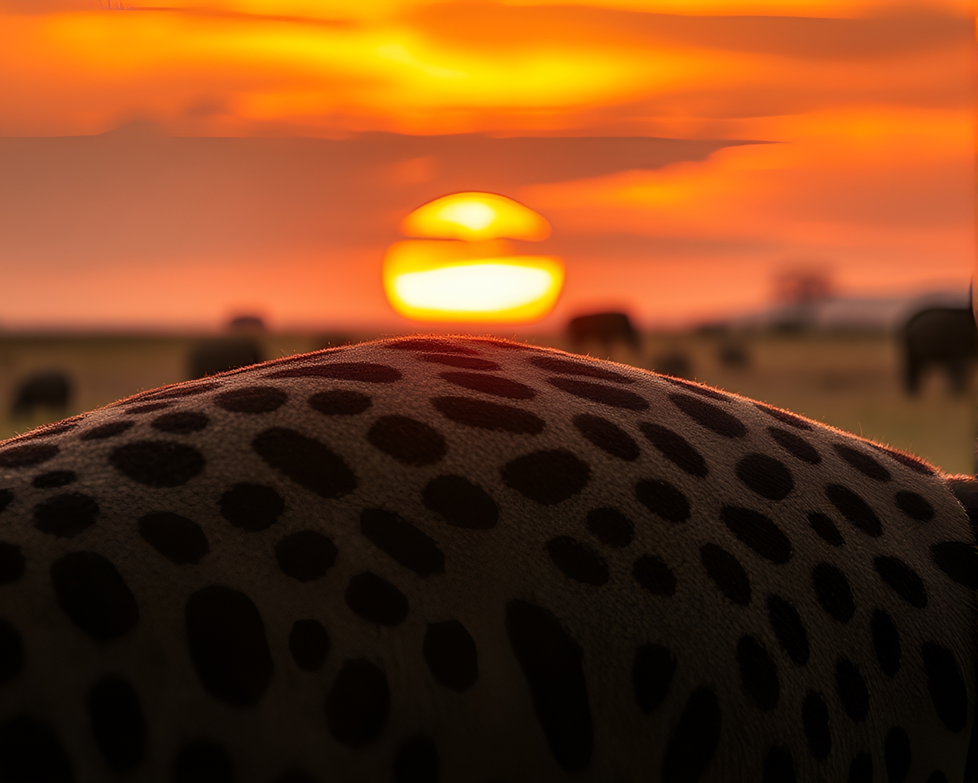 Savanna Sunset: Extreme Close-Up with Oil-Rich Texture – free AI stock image
