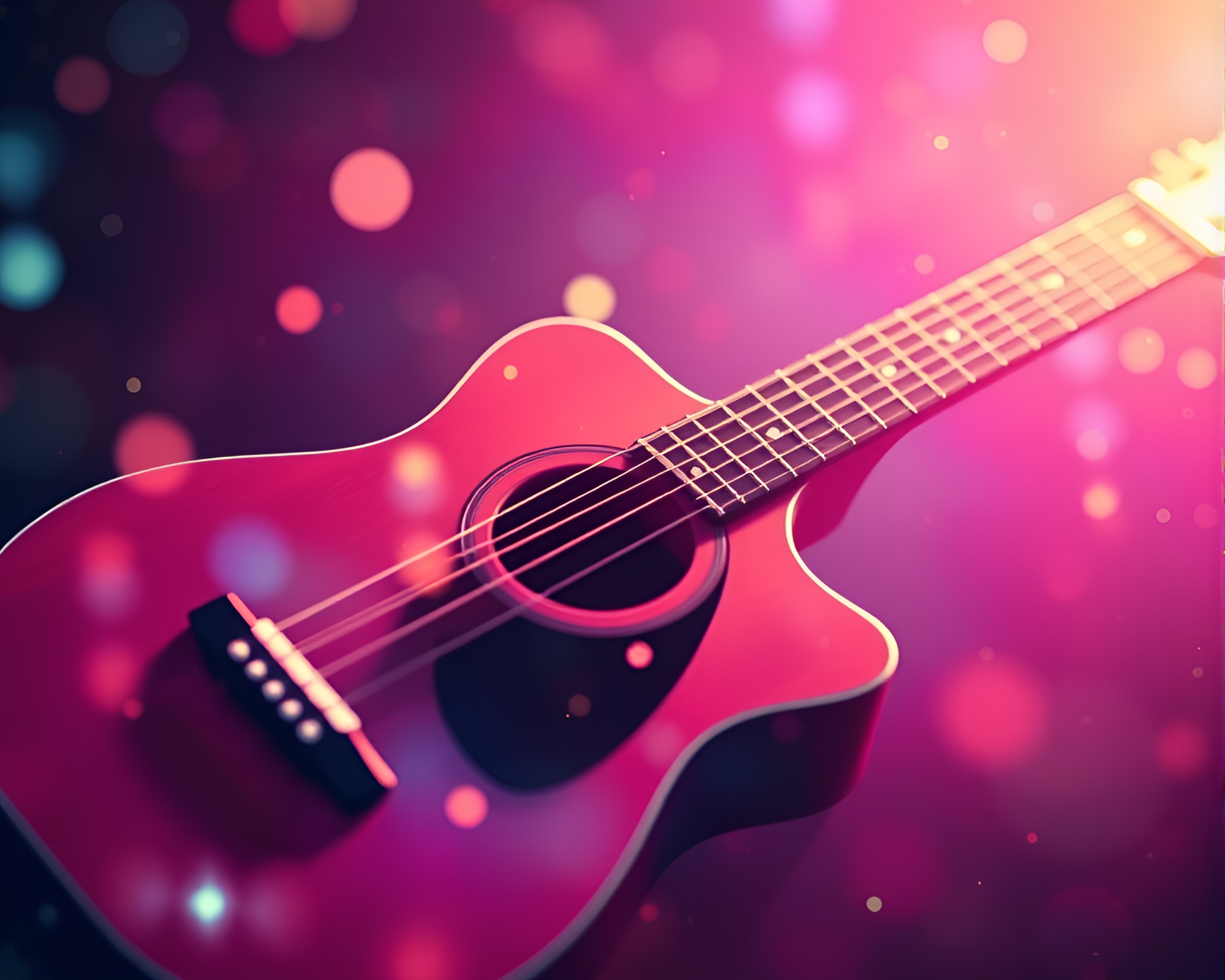 Guitar Kaleidoscope Planetary Pastel Light Composition – free AI stock image