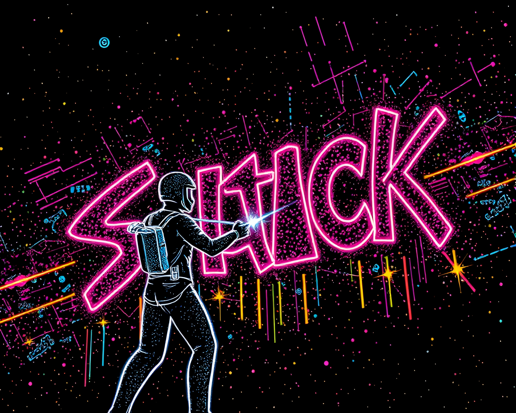 Neon Jetpack Stippling in GAN Art – free AI stock image