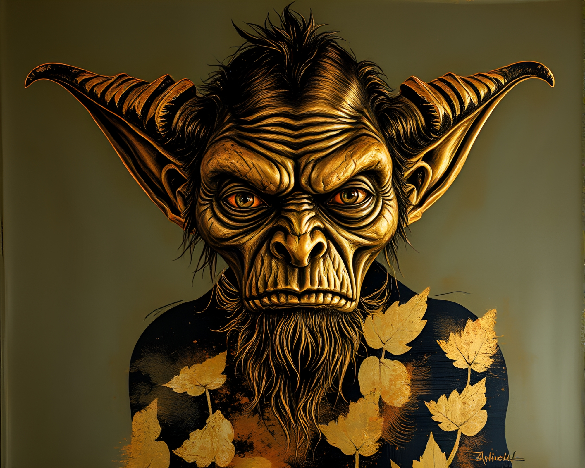 Goblin Double Exposure Fantasy in Sgraffito Style – free AI stock image