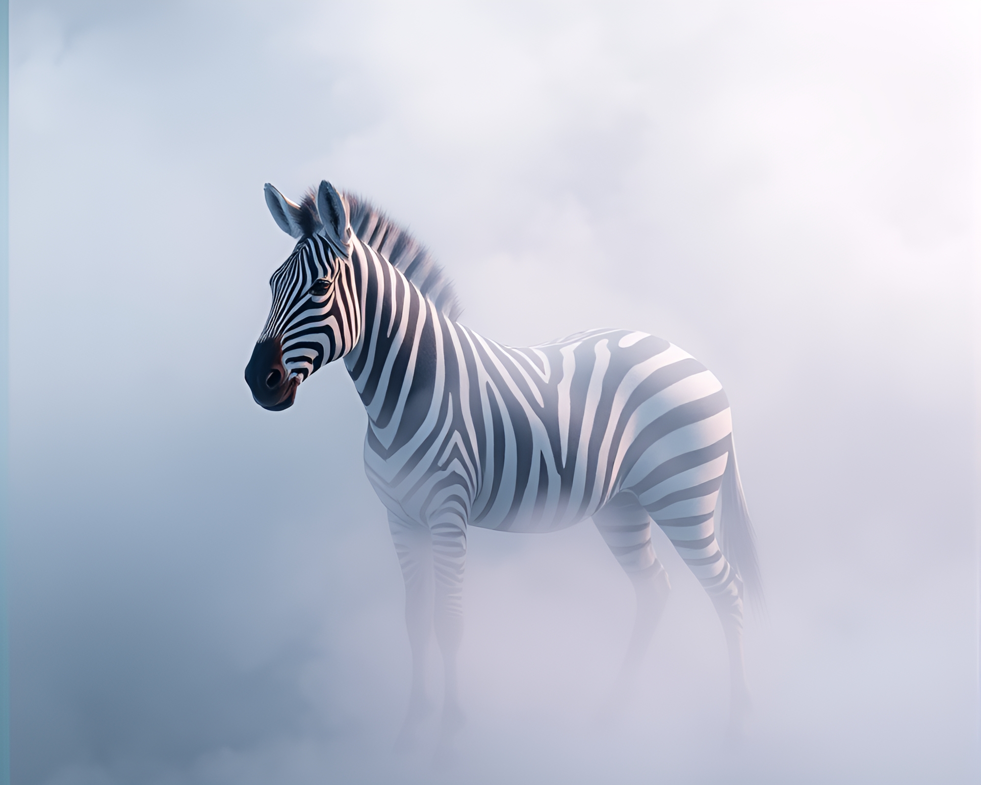 Zebra in Steamy High-Poly Fog – free AI stock image