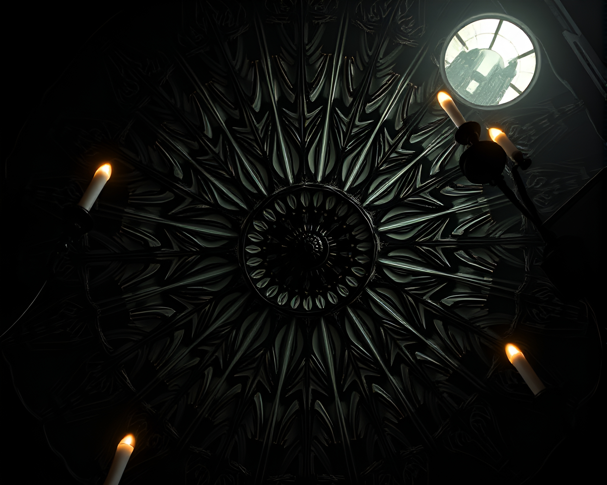 Gothic Horror Radial Symmetry Candlelit Data Visualization – free AI stock image