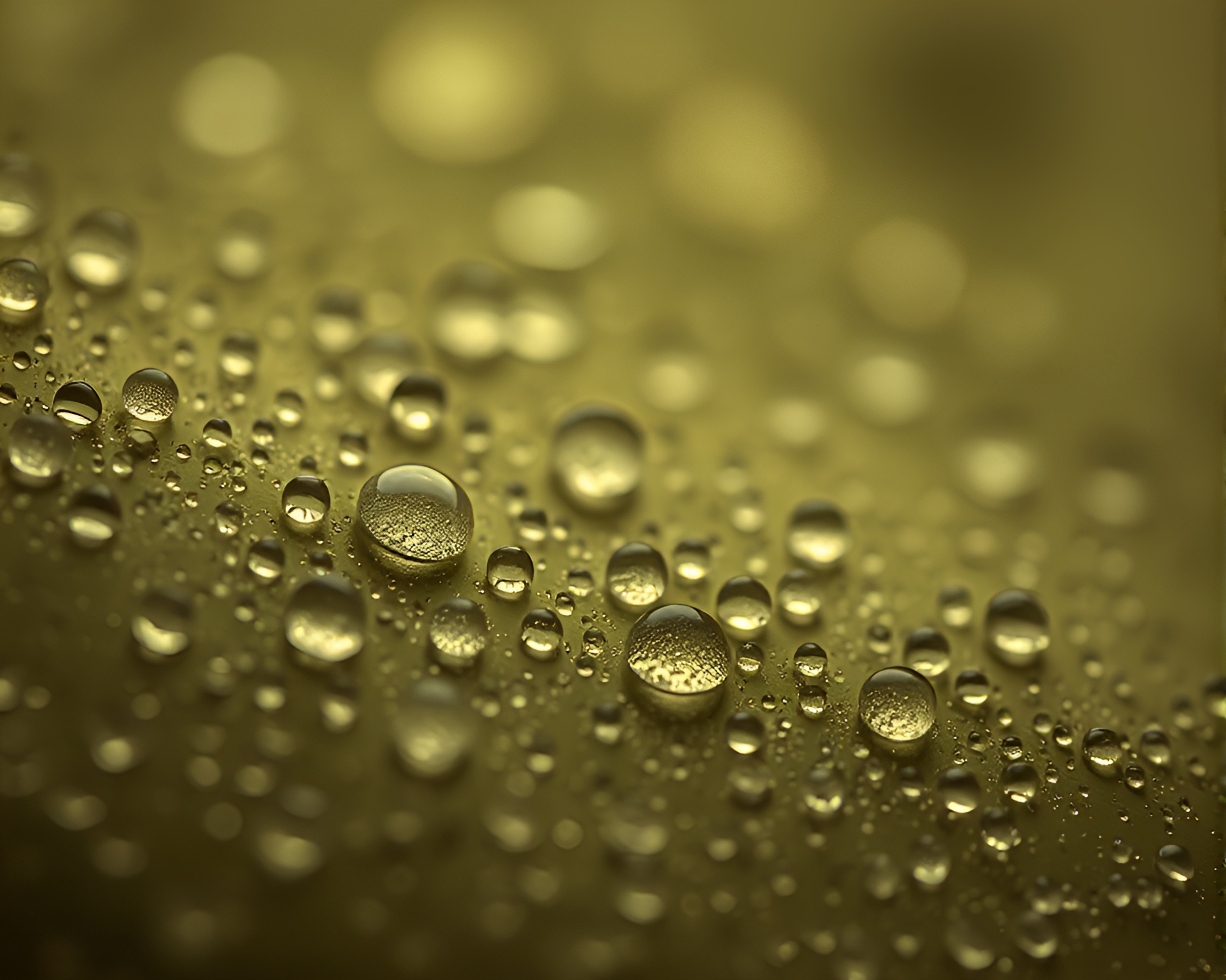 Microscopic Olive Drab Water Droplets Composition – free AI stock image
