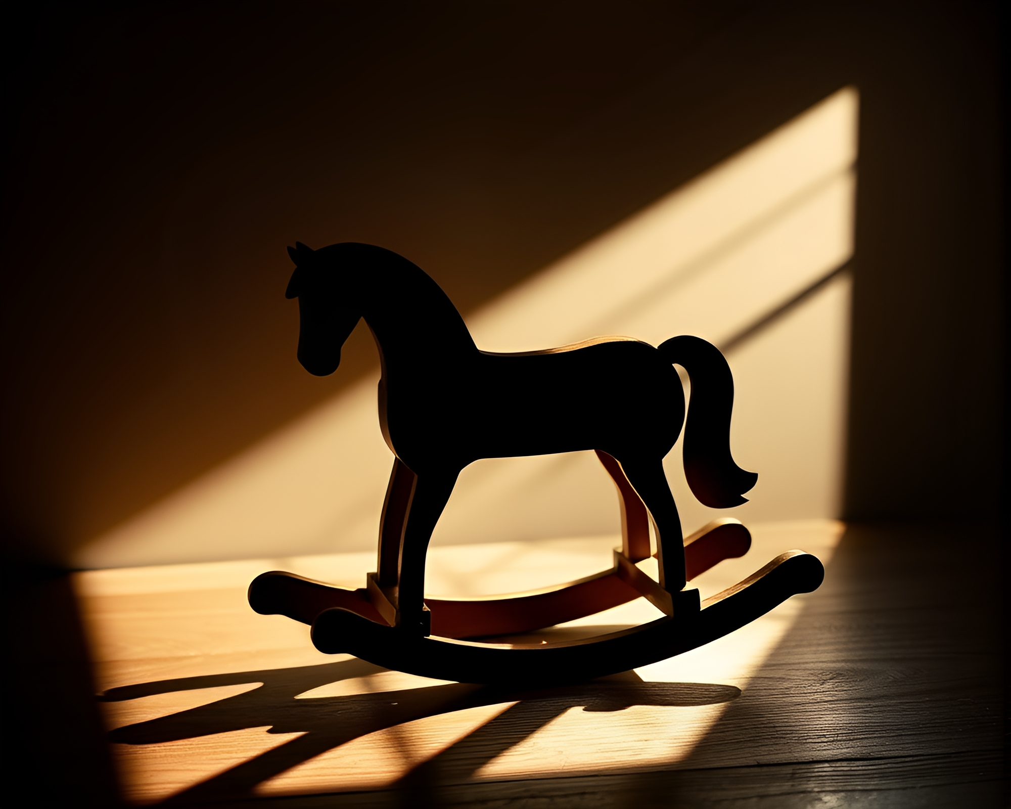 Stereograph Wooden Rocking Horse Stencil Shadows – free AI stock image