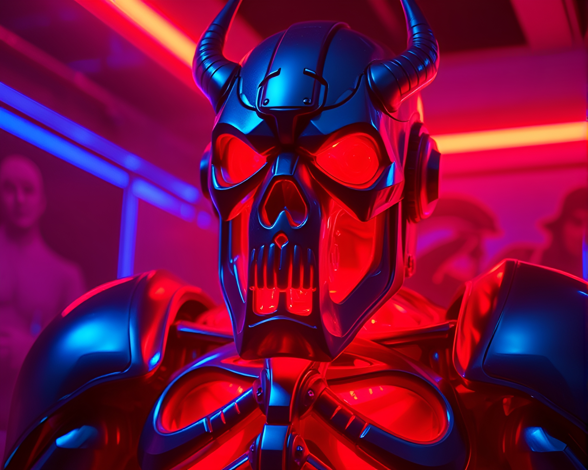 Duotone Golem Guardian in Digital Noise – free AI stock image
