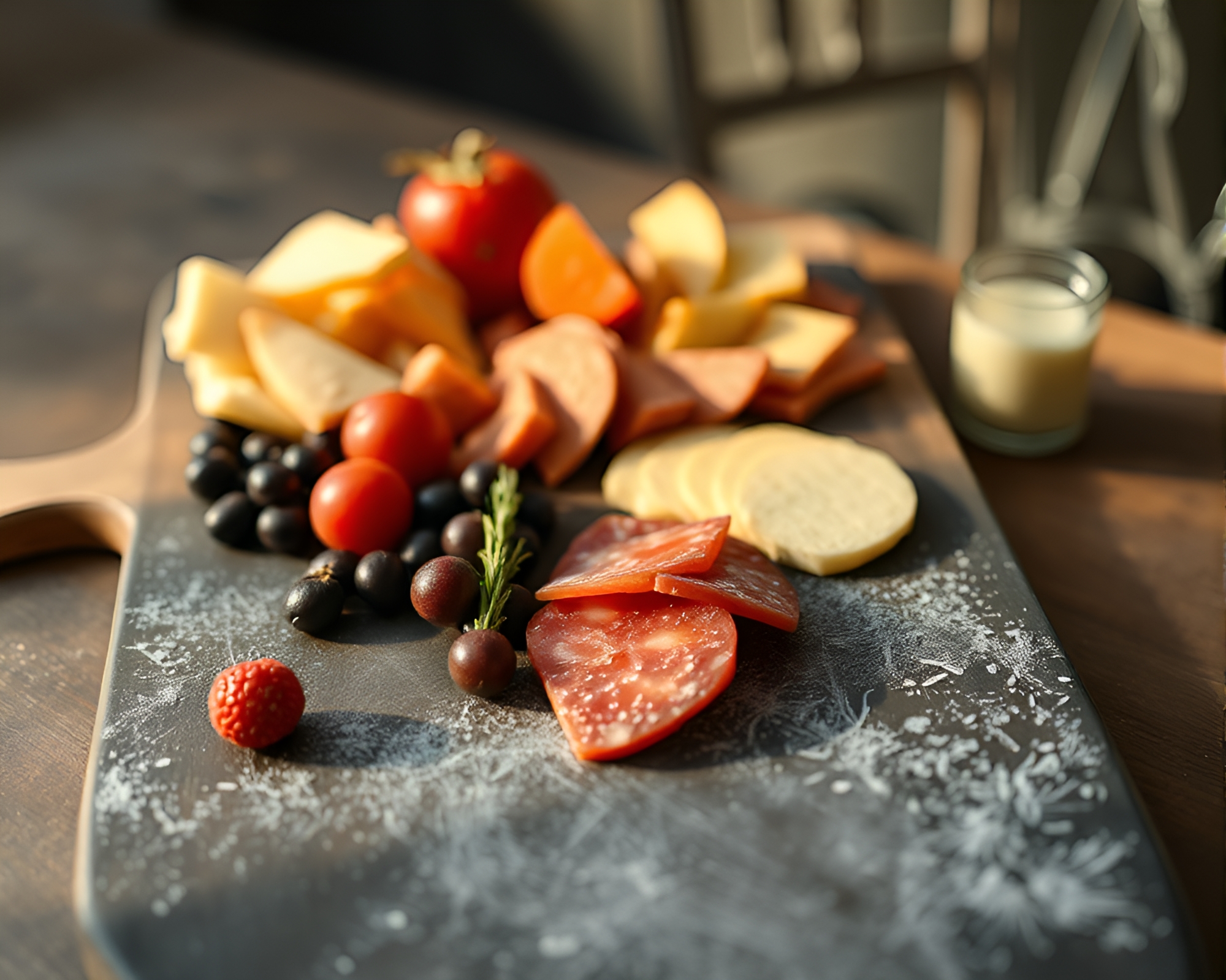 Chalkboard Charcuterie Morning Glow – free AI stock image
