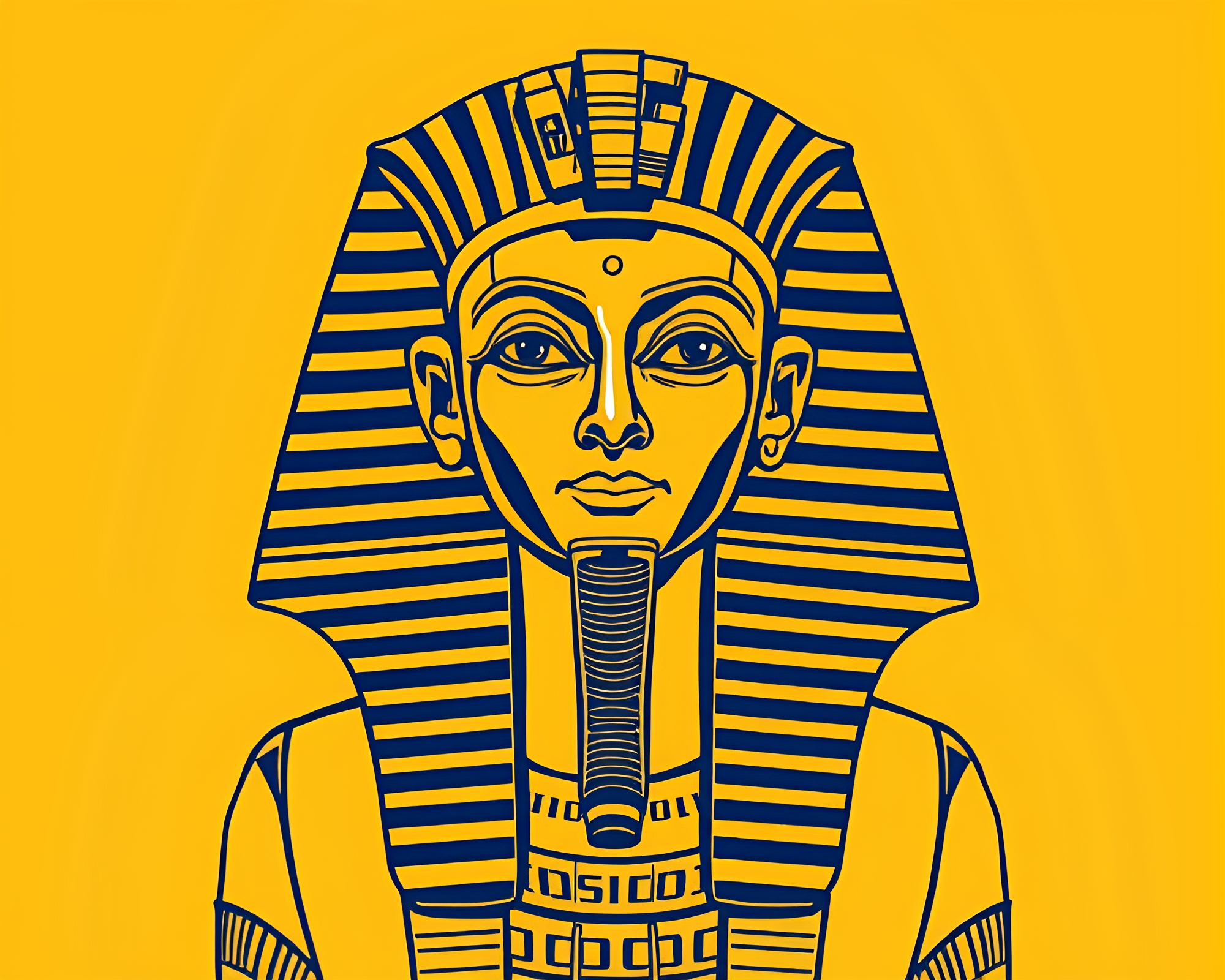 Egyptian Pharaoh’s Mask in Mustard Yellow Fashion Illustration – free AI stock image