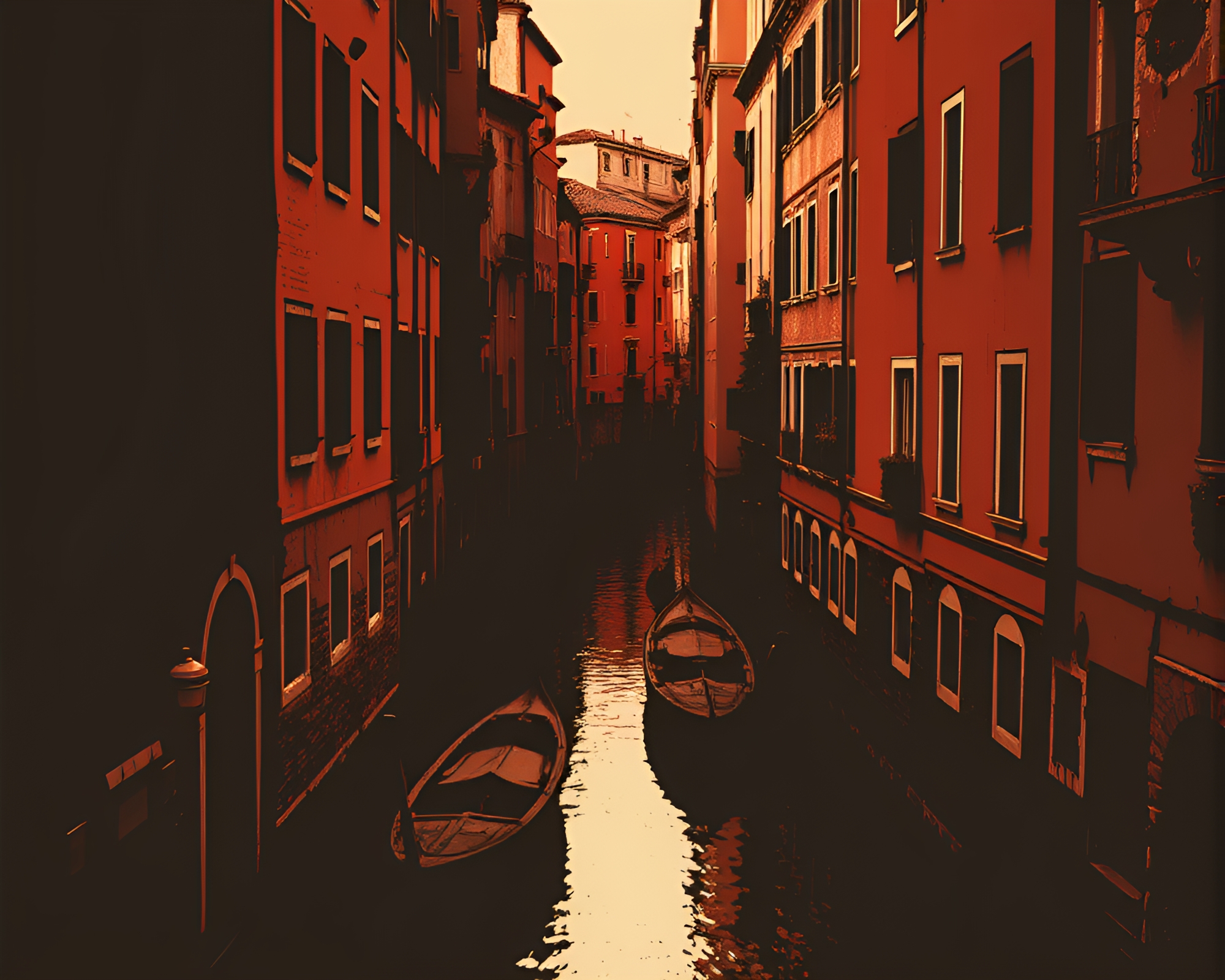 Vector Chiaroscuro: Venetian Canal Atmosphere – free AI stock image