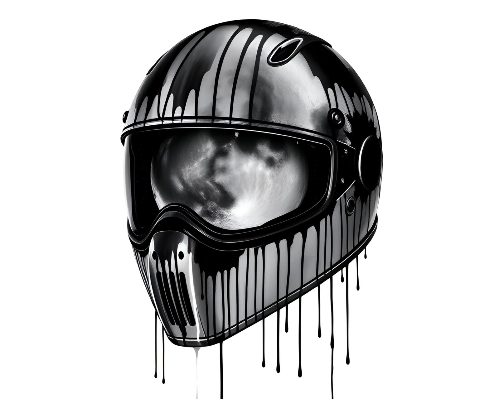 Abstract helmet with surreal op art design and lunar coloring