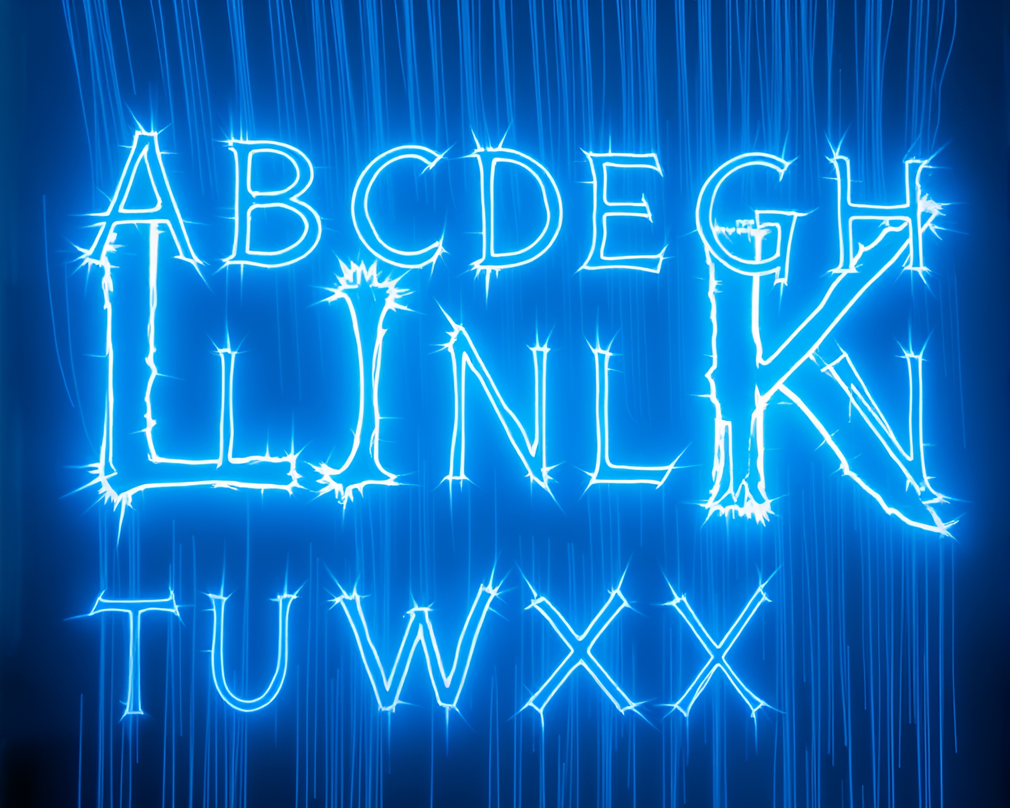 Enigmatic Runic Light Trails in Ice-Blue Trompe-l’oeil – free AI stock image