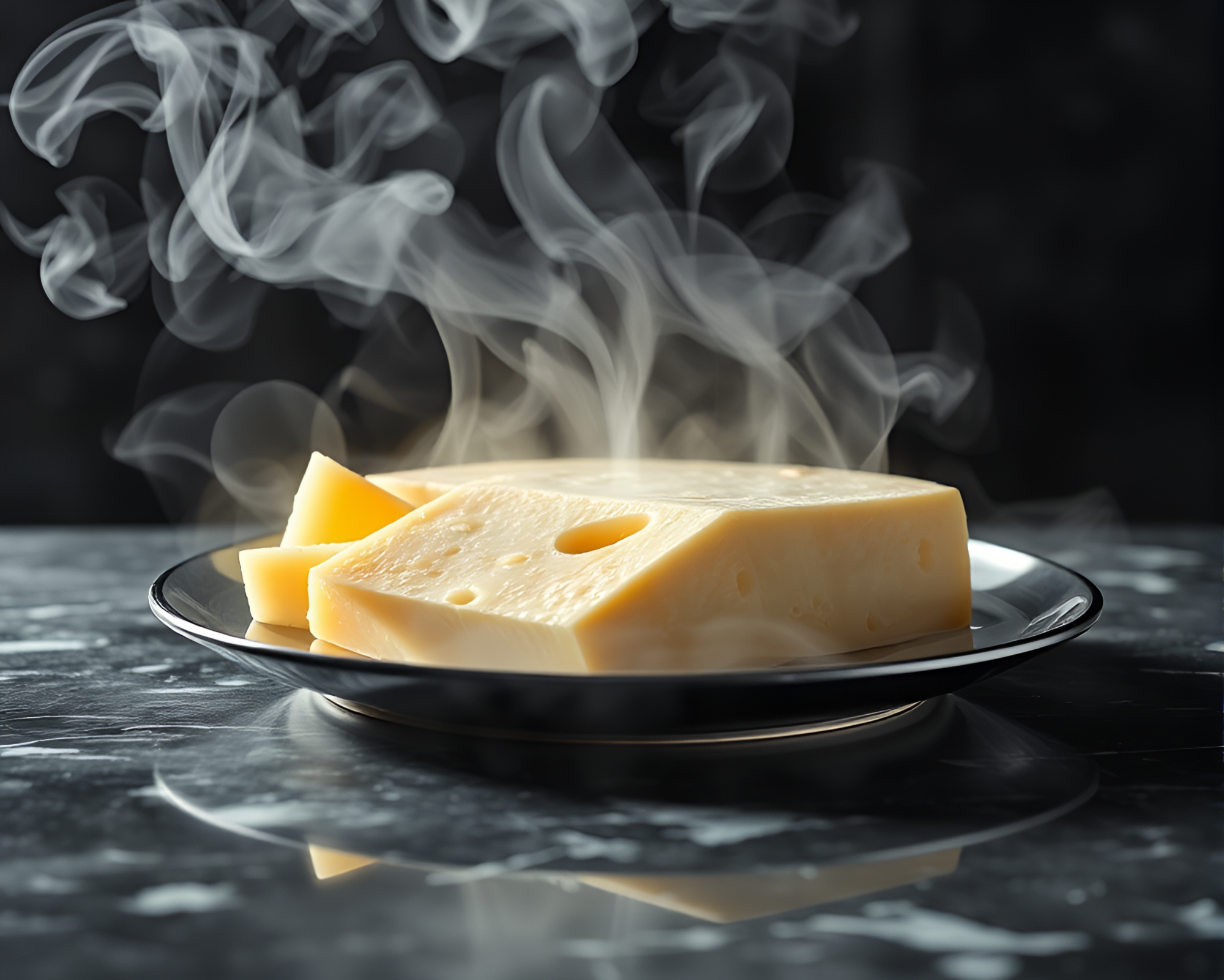 Steamy Cheese Platter Featuring Glossy Highlights – free AI stock image