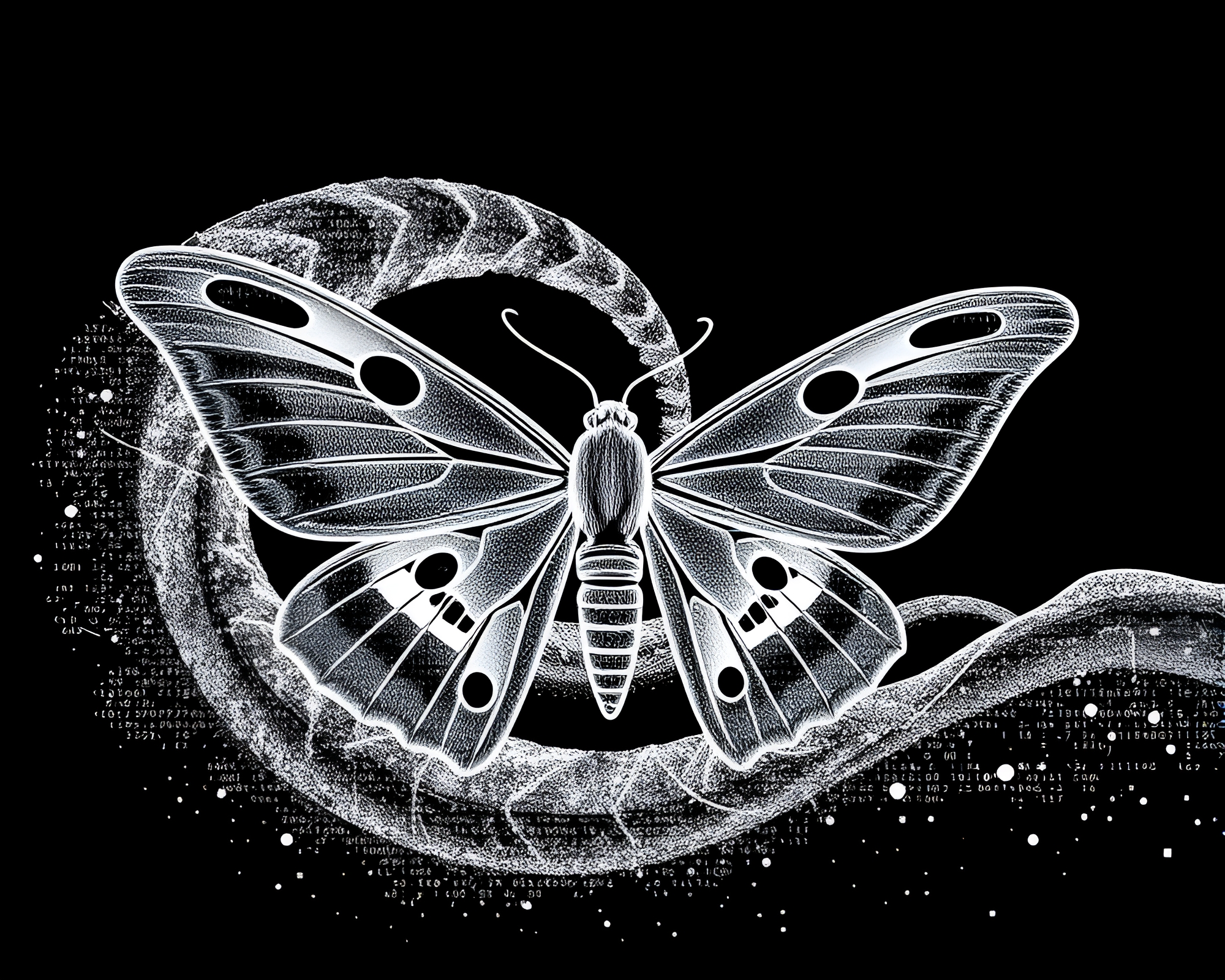 Fibonacci Moth in Antarctic Whiteout ASCII Art – free AI stock image