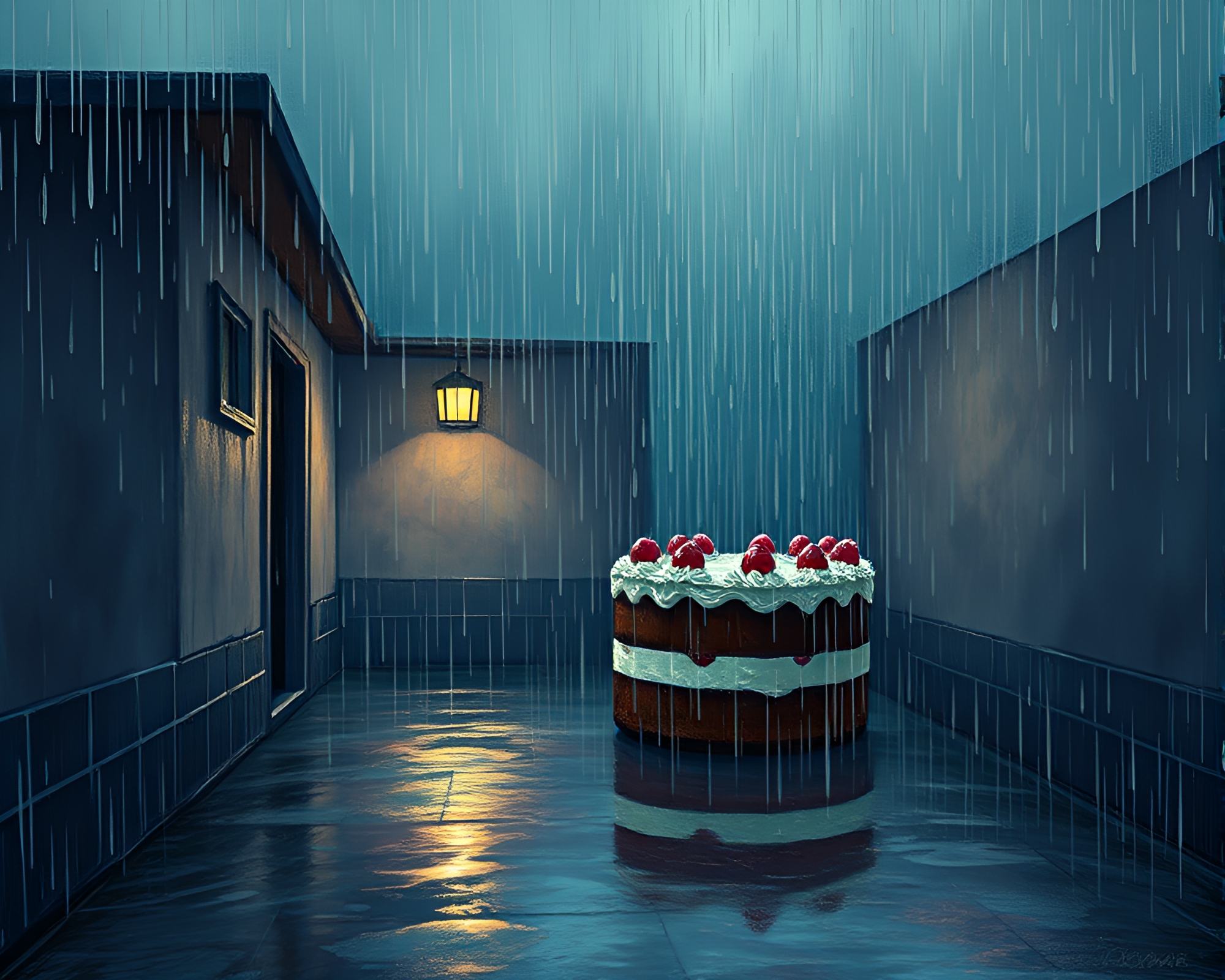 Marbled Cake Rain Droplets in Basement Pointillism – free AI stock image