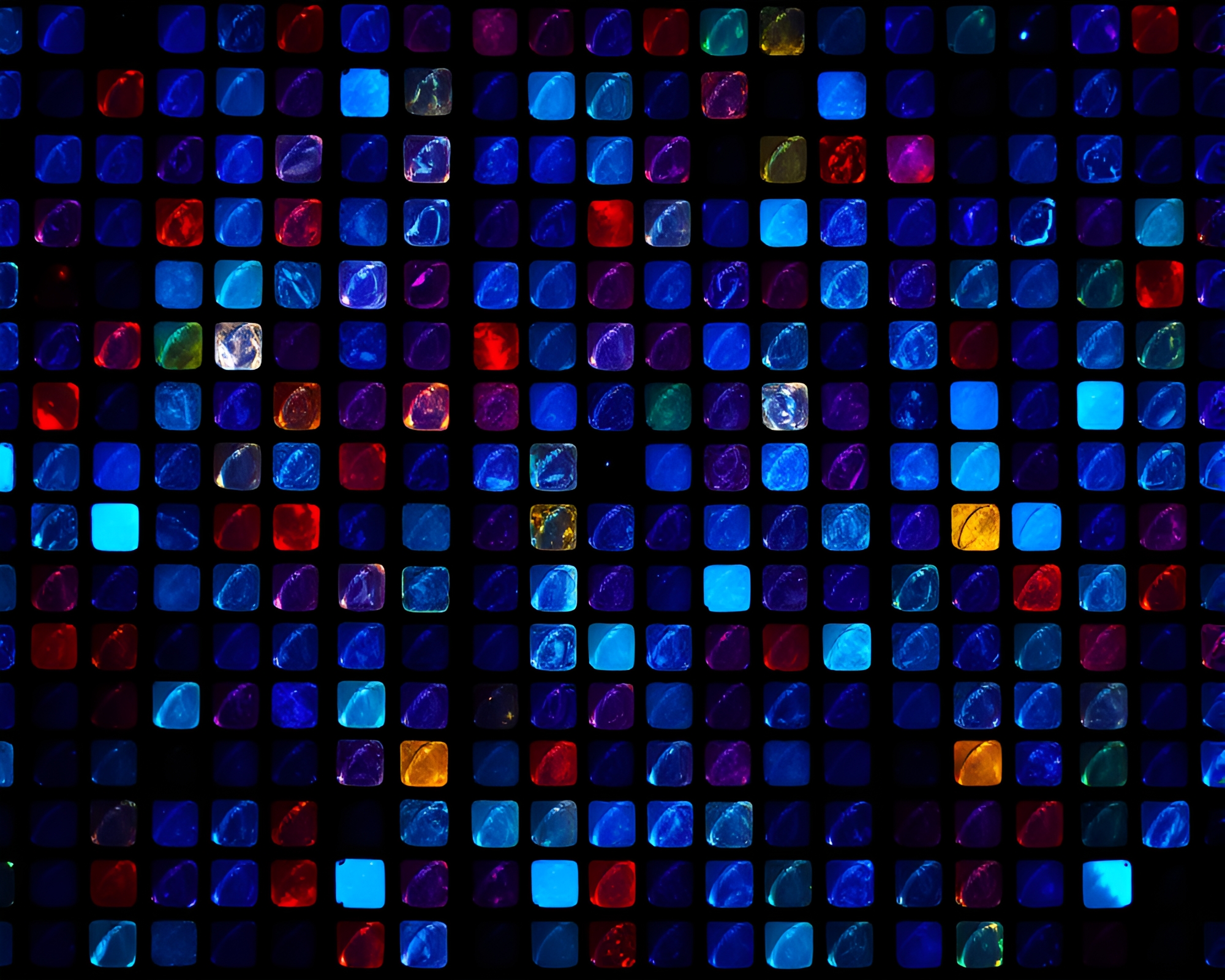 Sapphire Stained-Glass Pixelated Macro Photography – free AI stock image