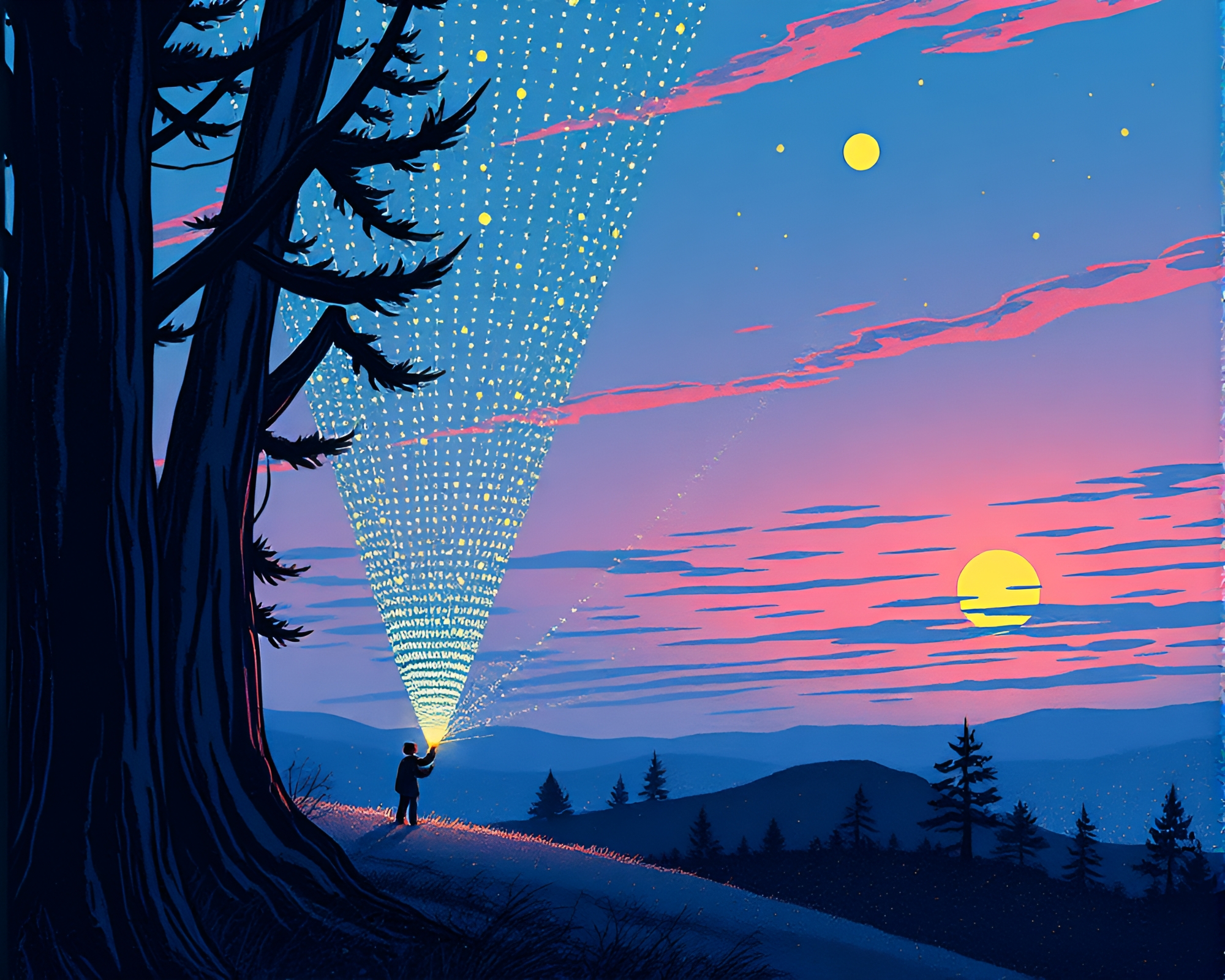 Twilight Quantum Teleportation Device in Children’s Book Style – free AI stock image