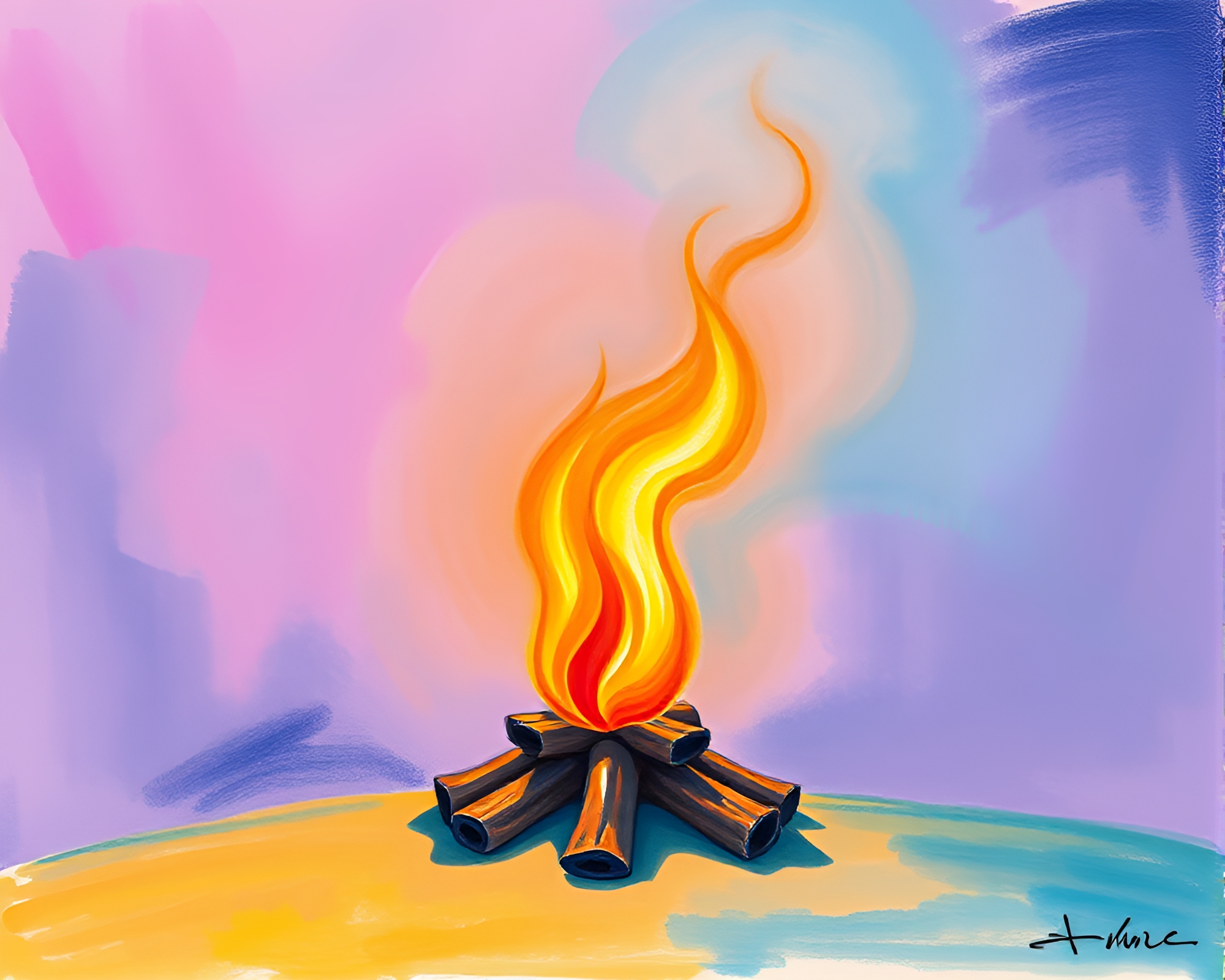 Trumpet Serenade in Negative Space Bonfire Glow – free AI stock image