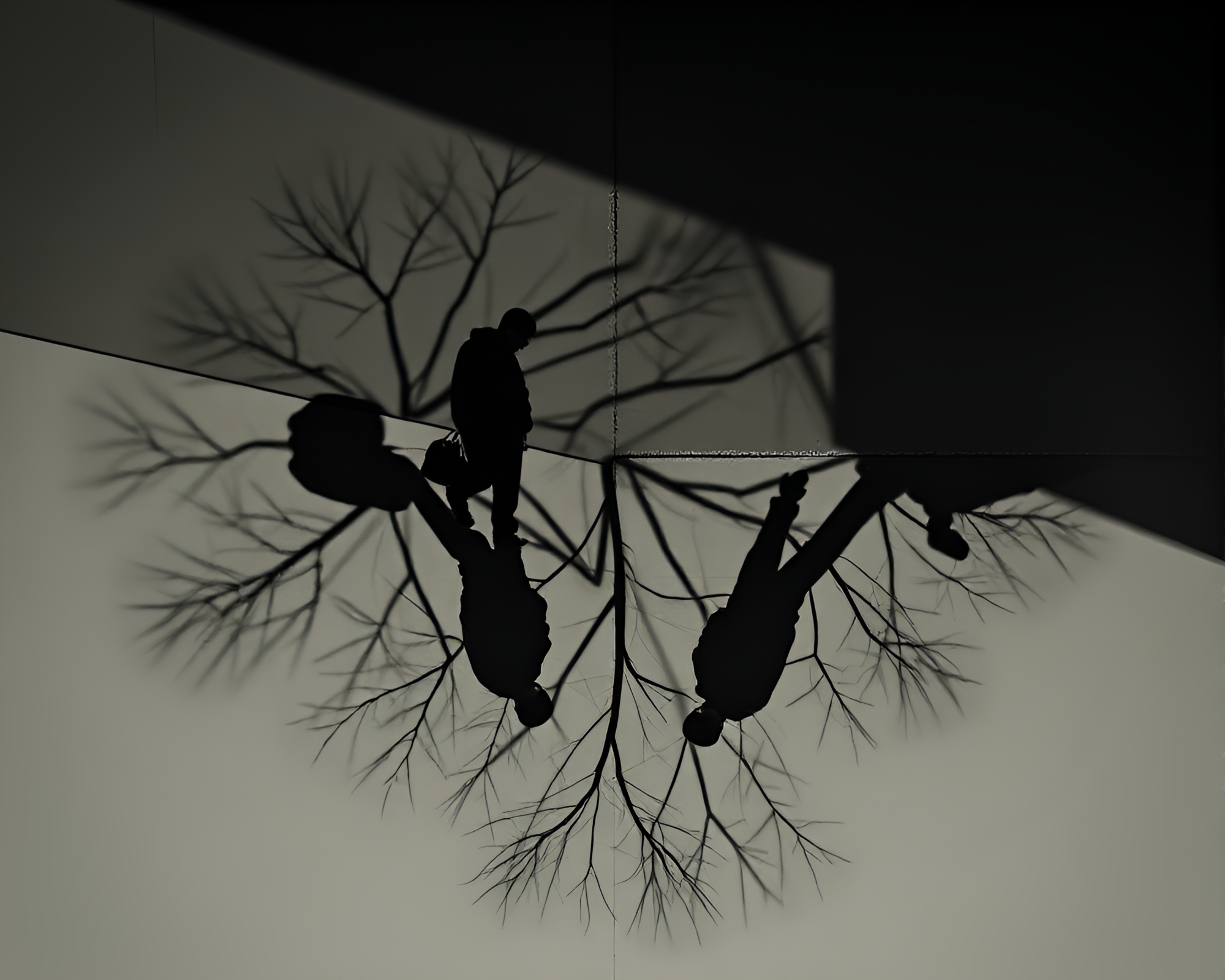 Time Traveler’s Reflection: A Double Mythical Encounter – free AI stock image
