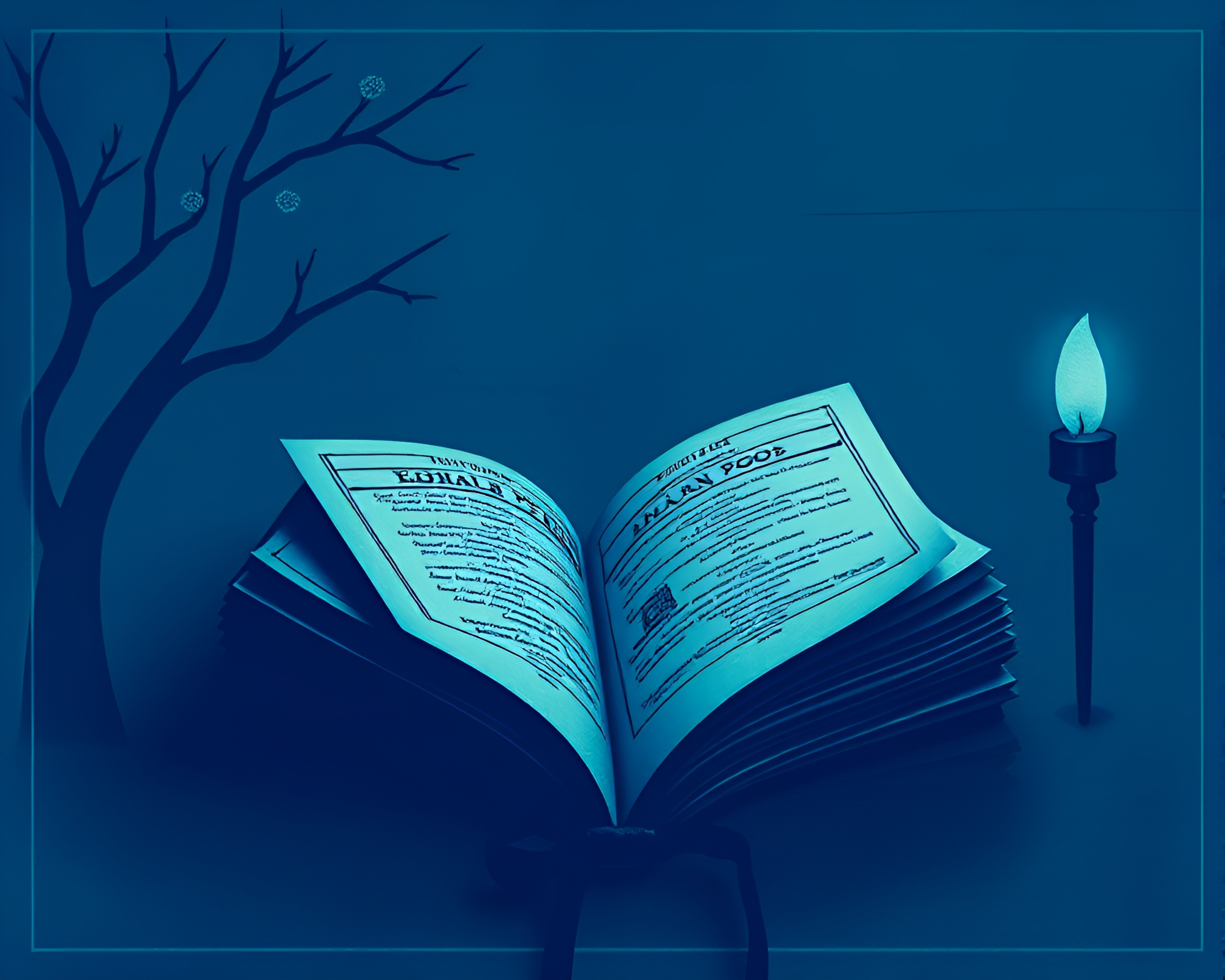 Edgar Allan Poe Book in Blueprint Medium Shot – free AI stock image
