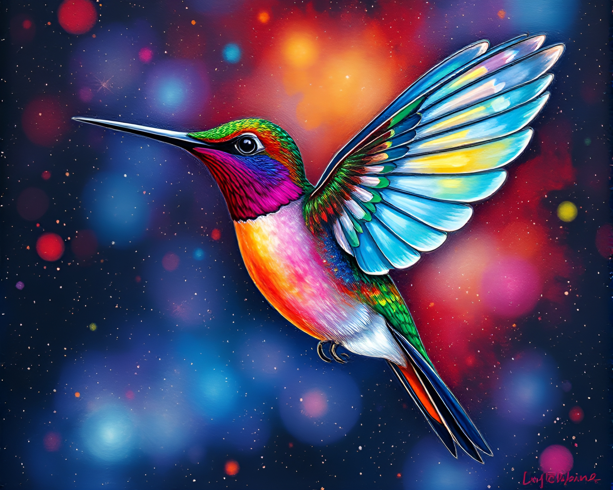 Galaxy Hummingbird in Scan Line Composition – free AI stock image