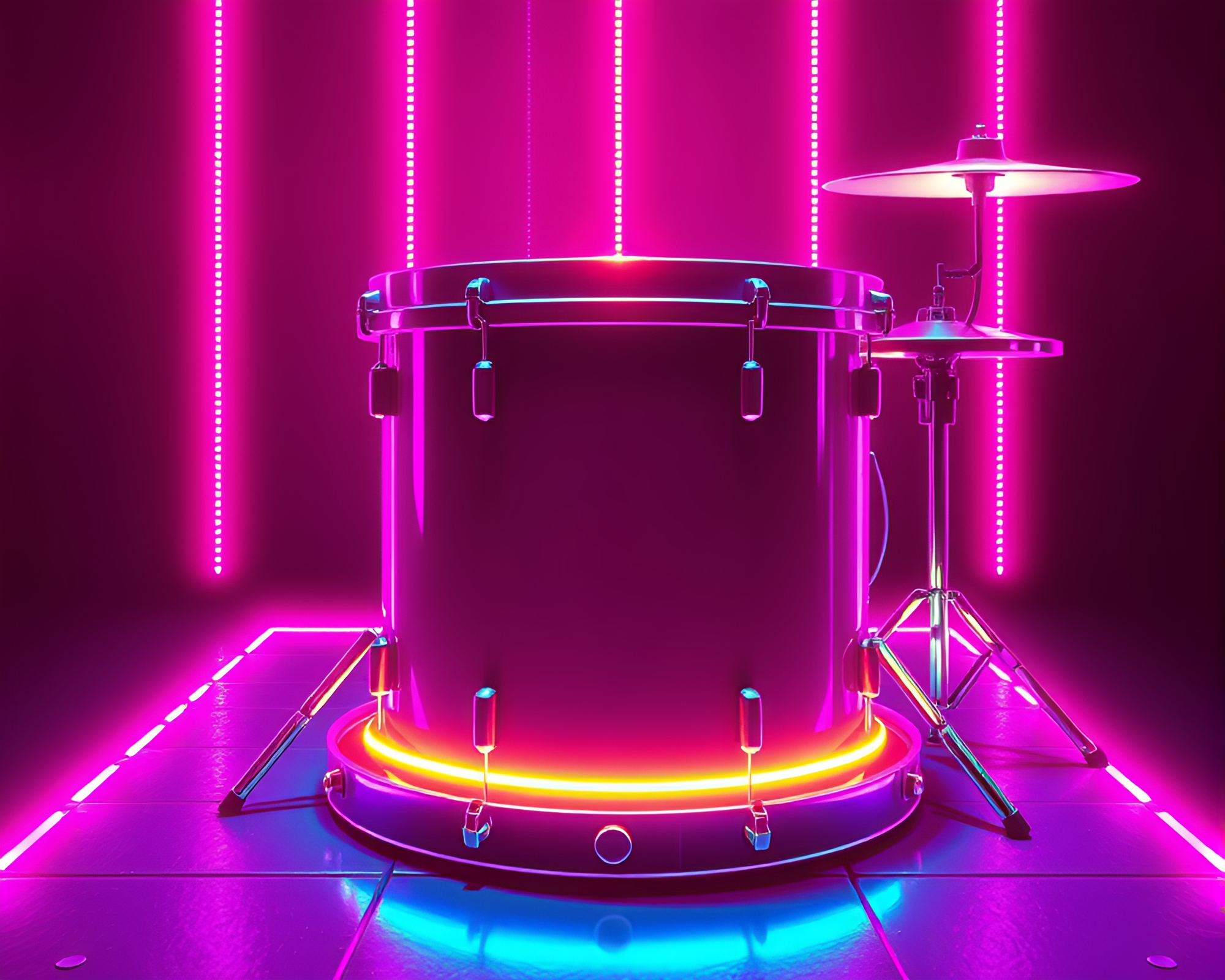 Neon Drummer in Retro Pixel Art Style – free AI stock image