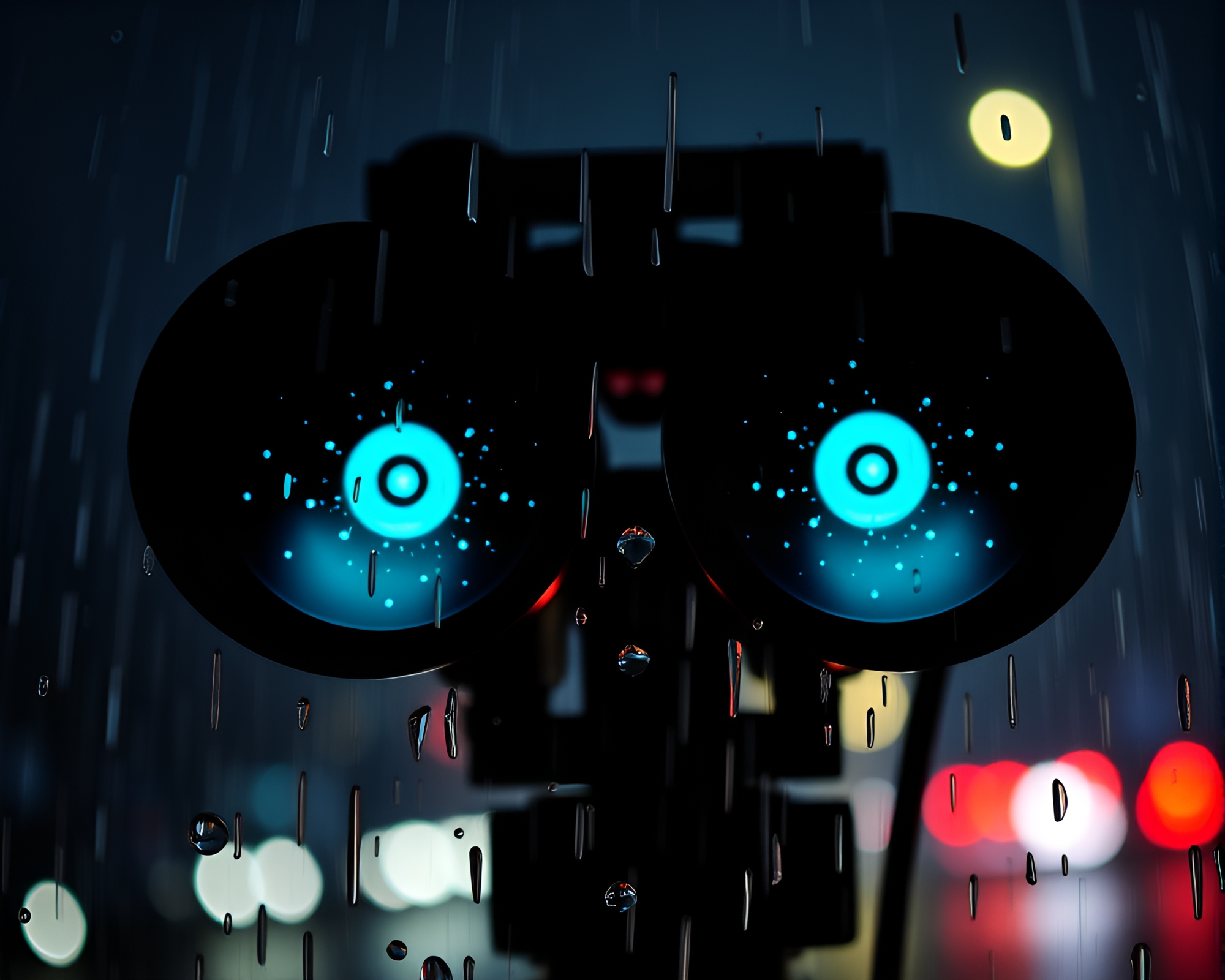Pop Art Rain Droplets Through Binoculars – free AI stock image