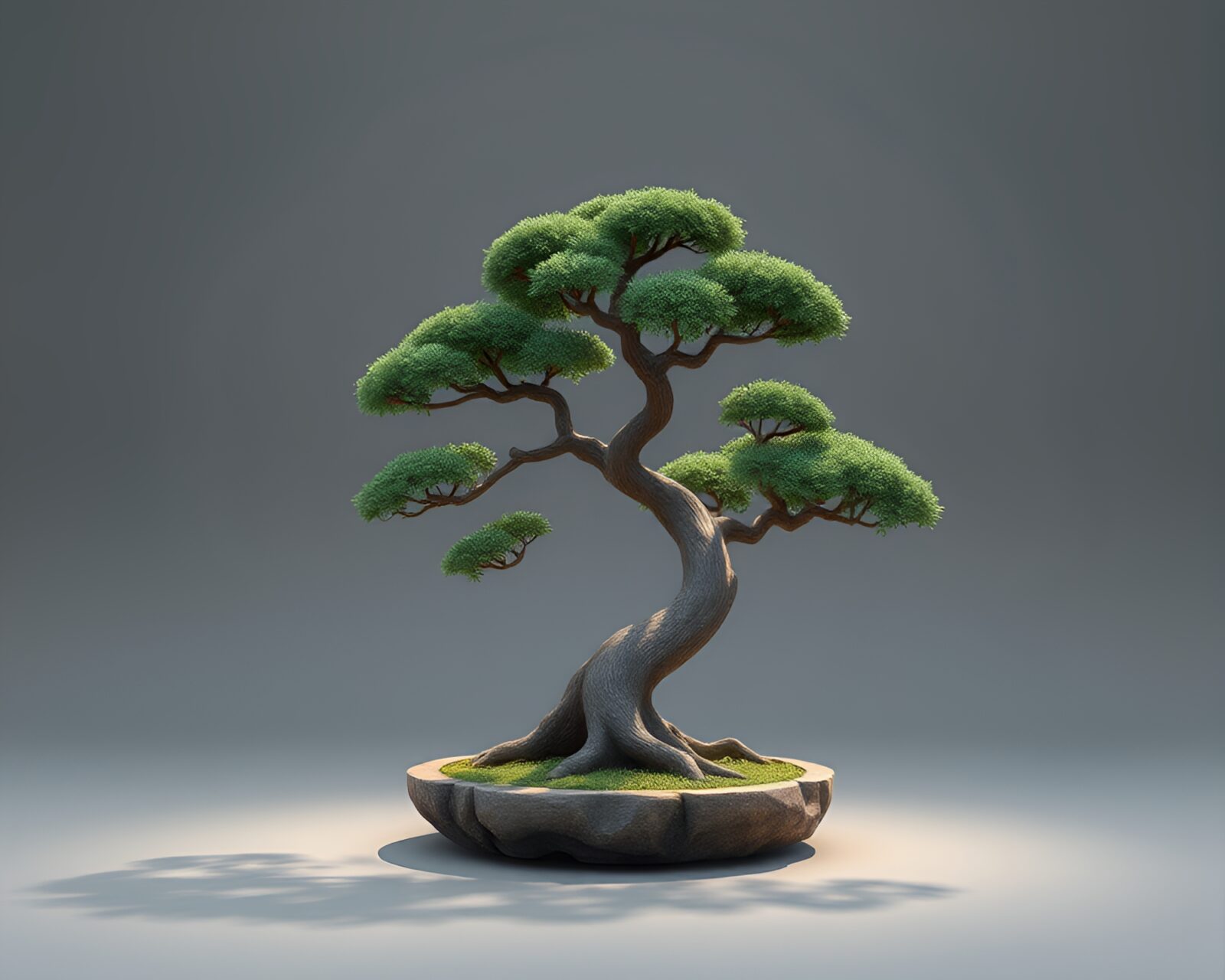 High-poly 3D render of detailed bonsai tree ring pattern