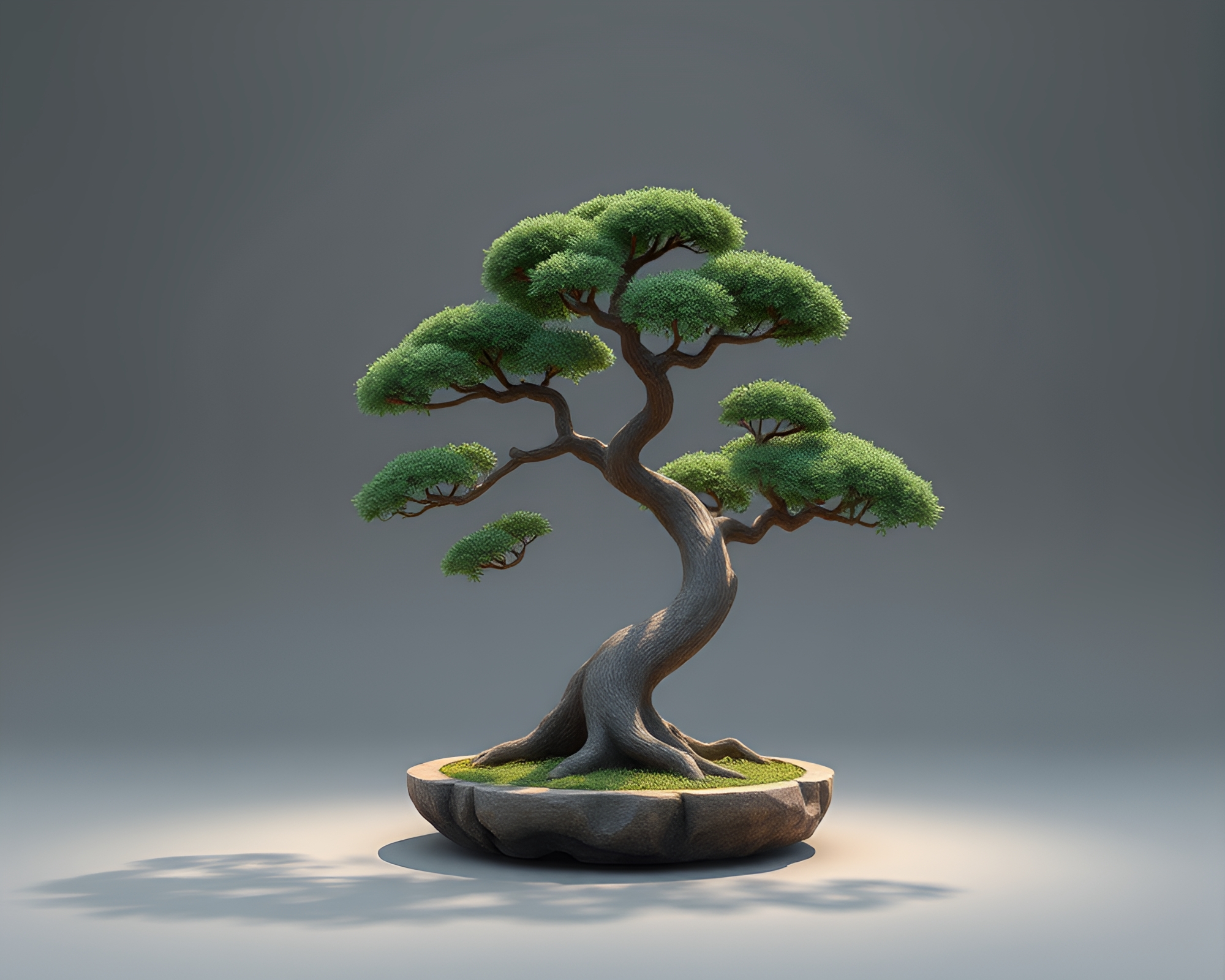 Bonsai Tree Ring Pattern Chronicles: 3D Render – free AI stock image