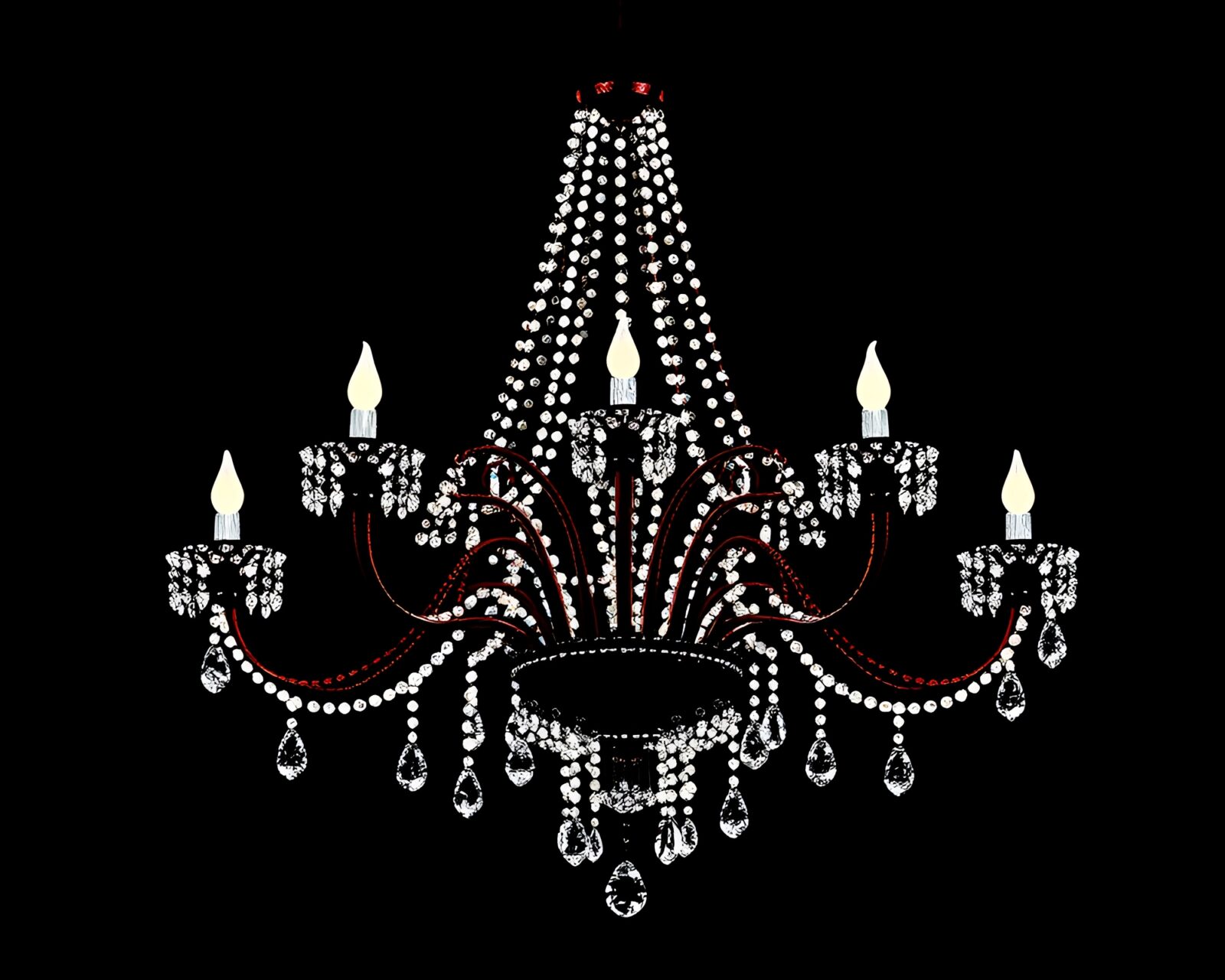 Chandelier dripping crystal clarity in comic book style dots