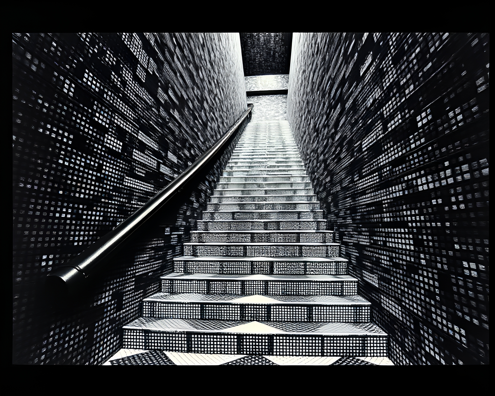 Surreal Escher Staircase in Stippling Art Style – free AI stock image