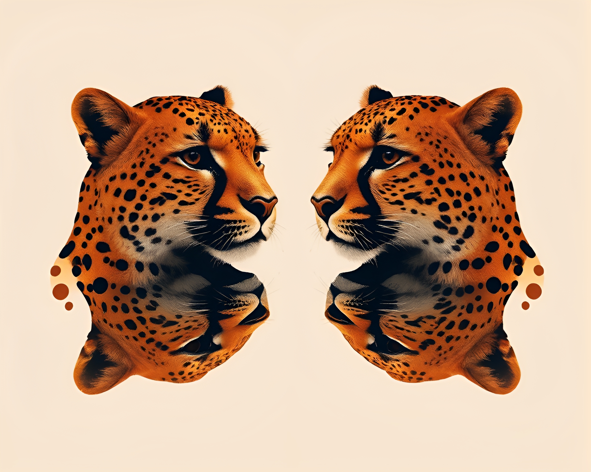 Ethereal Double Reflection of Cheetah in Stencil Art – free AI stock image