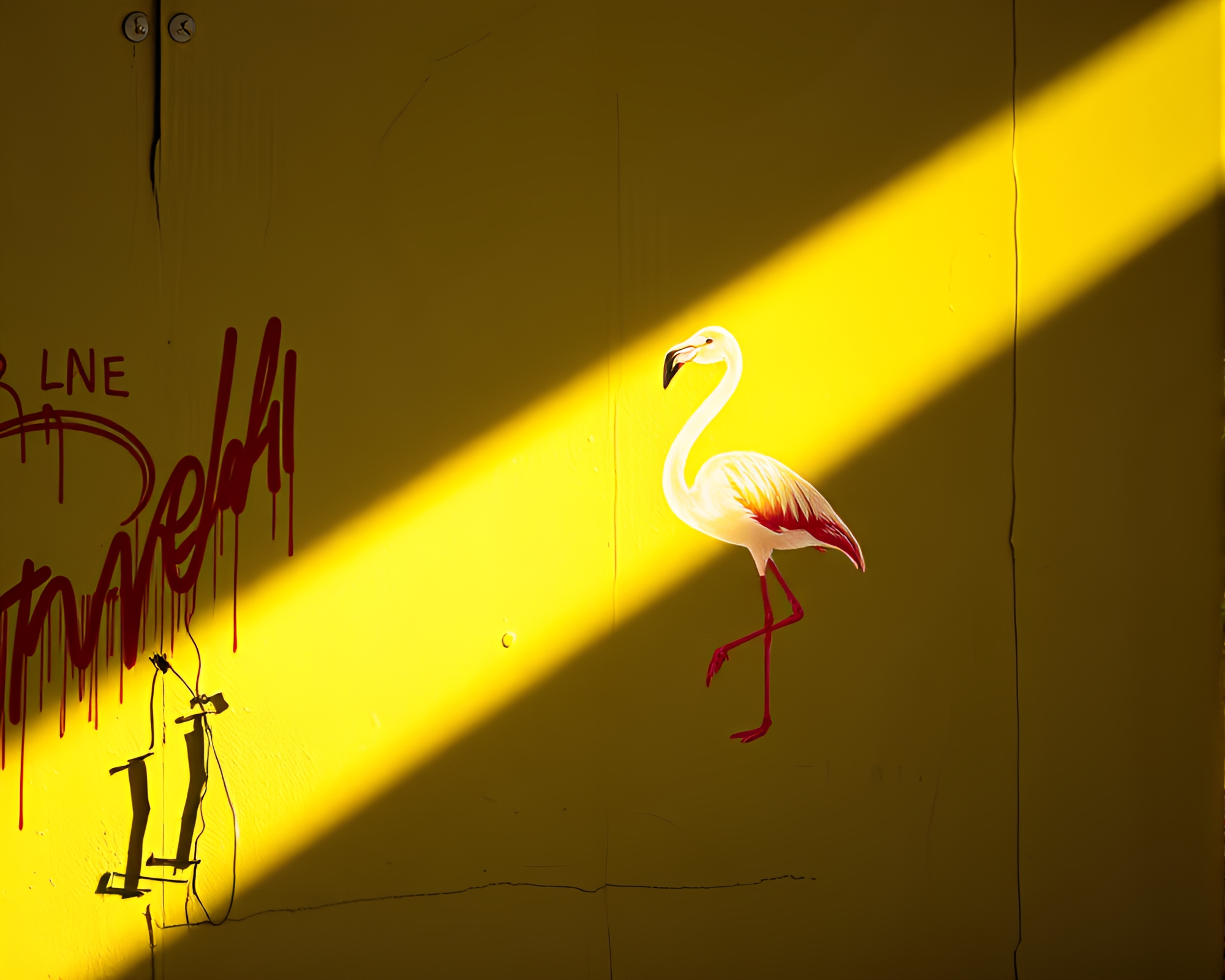 Vibrant Flamingo Graffiti Street Art – free AI stock image