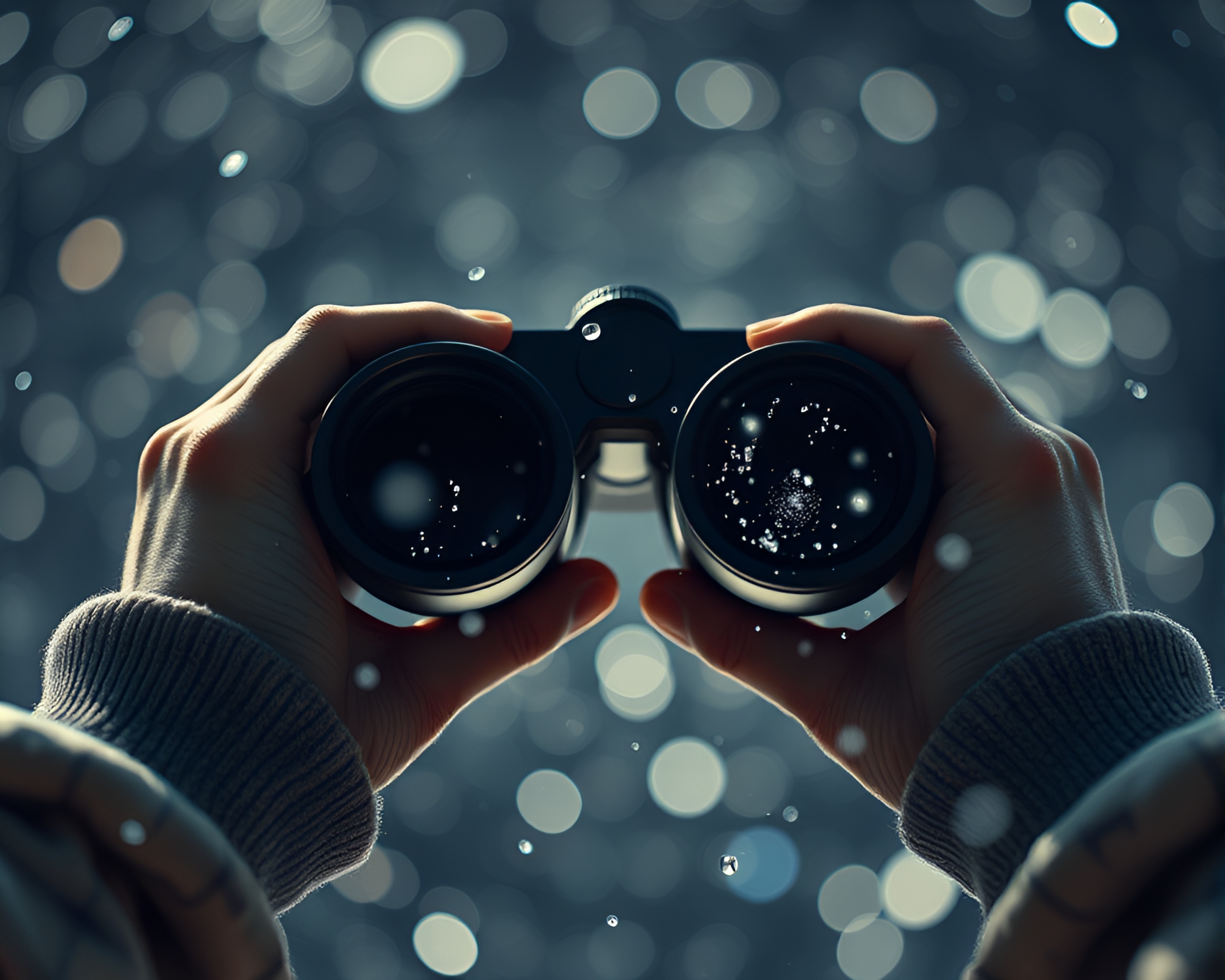 Floating Particles Observed Through Lens of Binoculars – free AI stock image