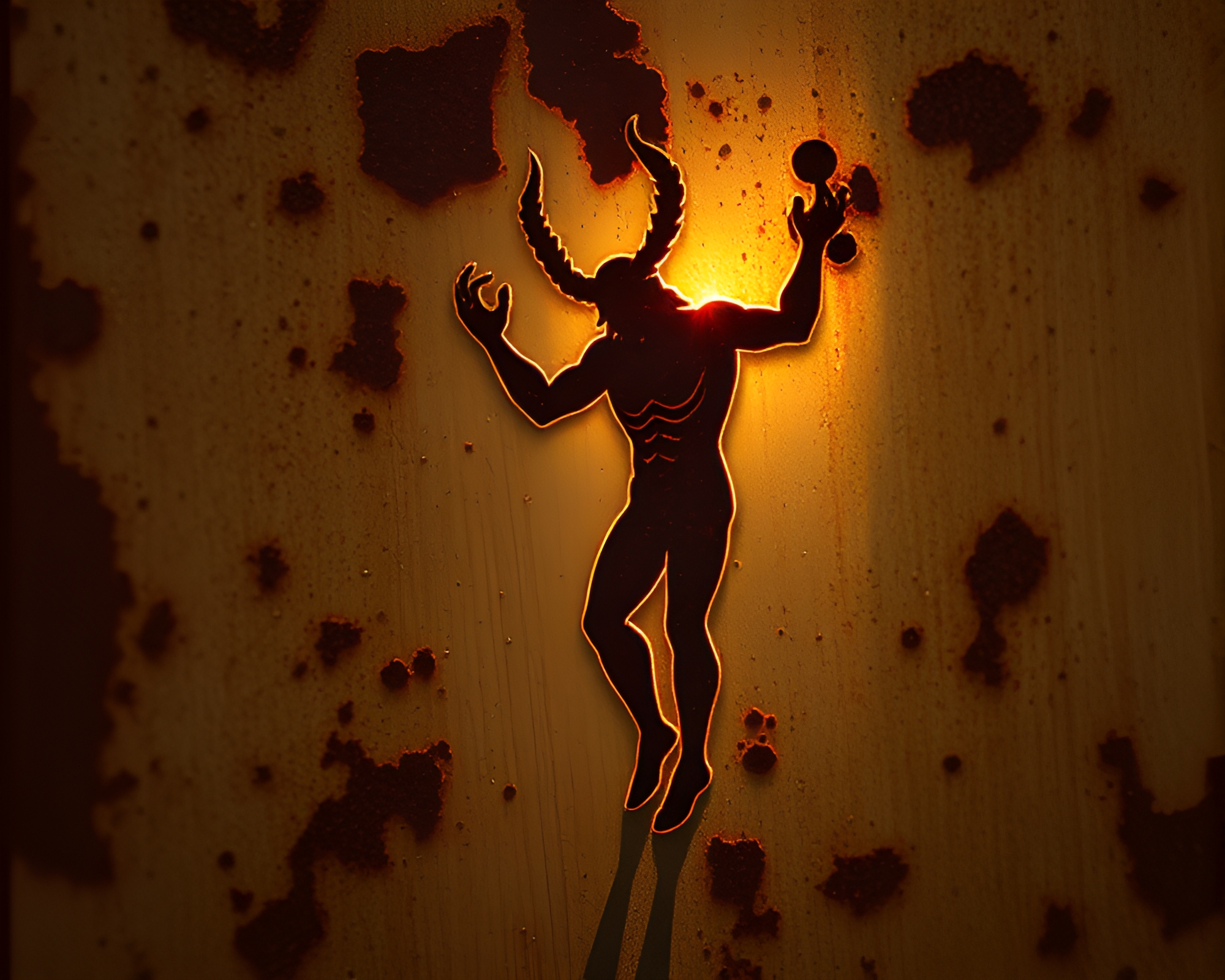 Rust Patina Satyr in Midday Bright Light – free AI stock image