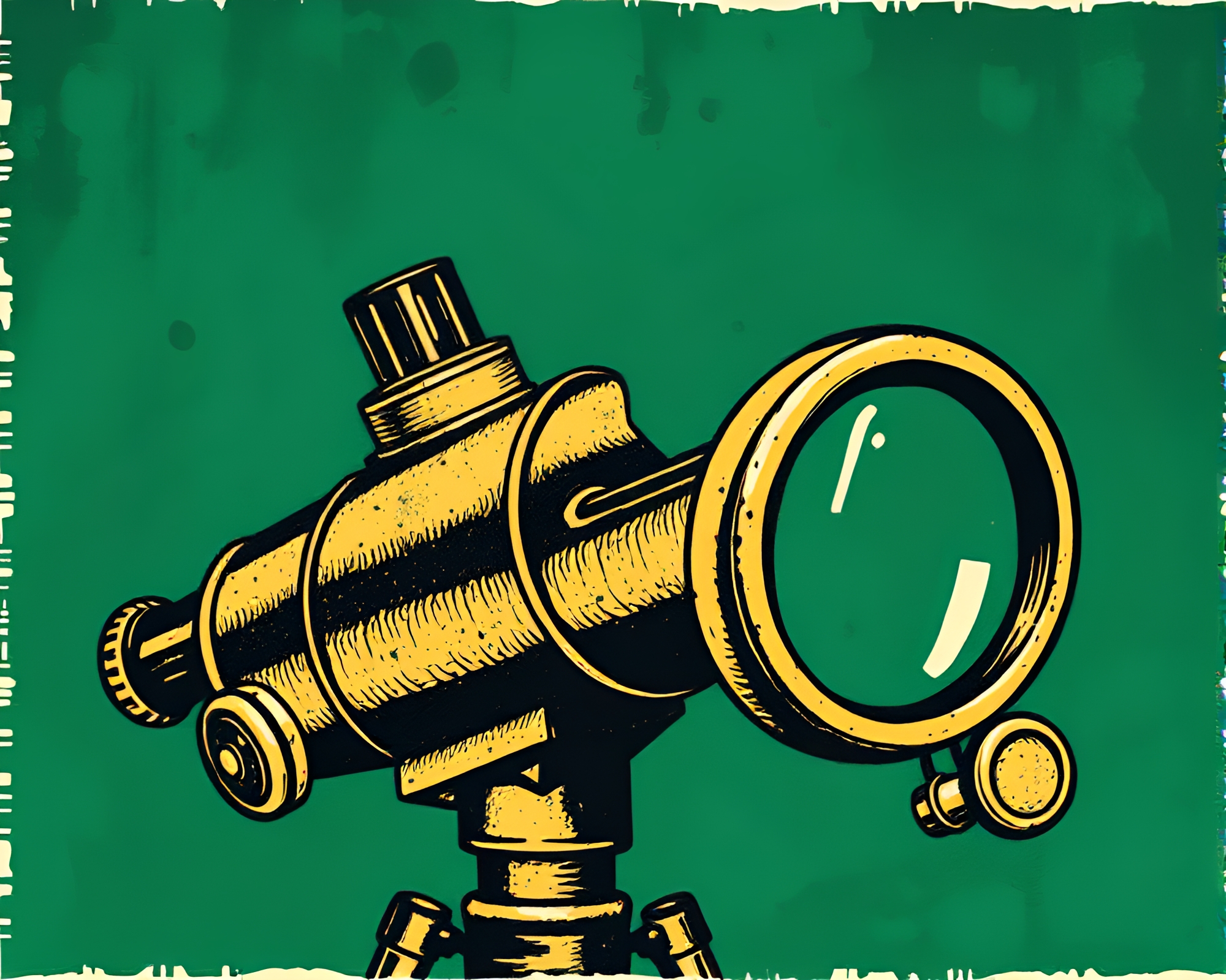 Brass Telescope With Emerald Green Trompe-l’oeil Touch – free AI stock image
