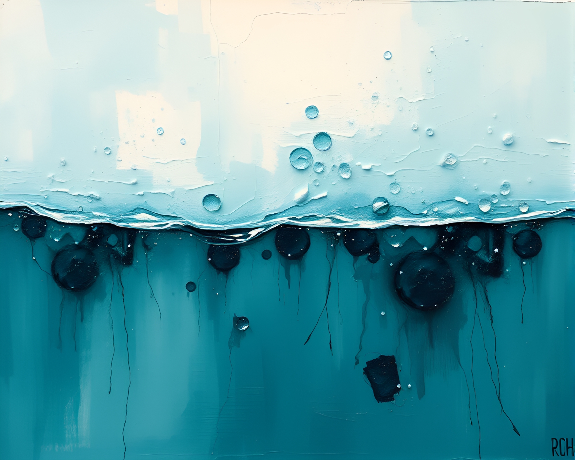 Runic Serenity: Water Distortion Expressionist Art – free AI stock image