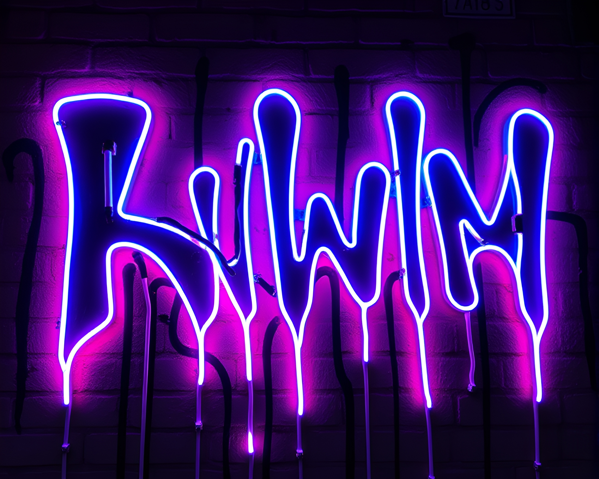 Graffiti Neon Sign in Low Saturation LED Light Art – free AI stock image
